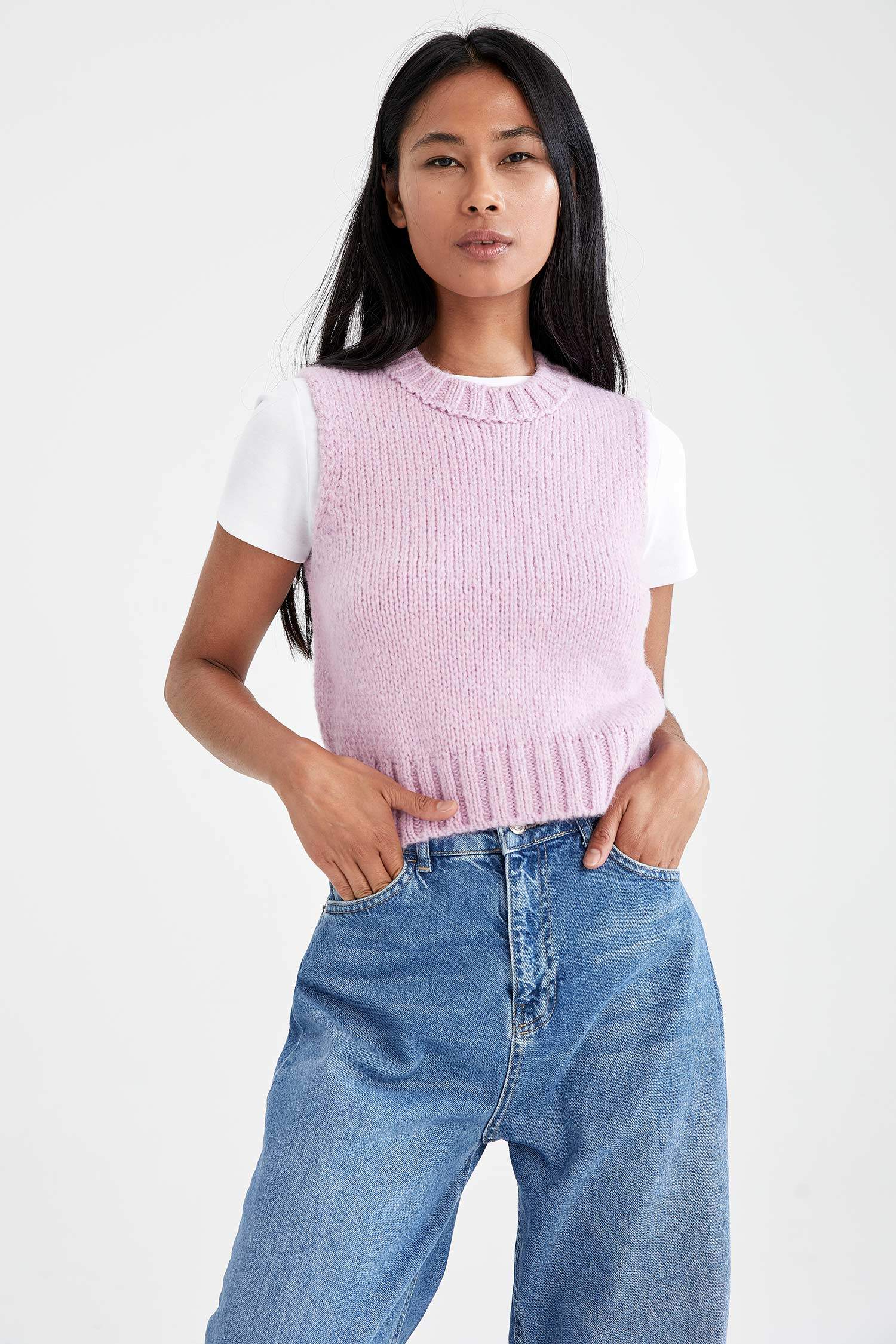 Coool Bisiklet Yaka Ekstra Yumuşak Crop Triko Süveter