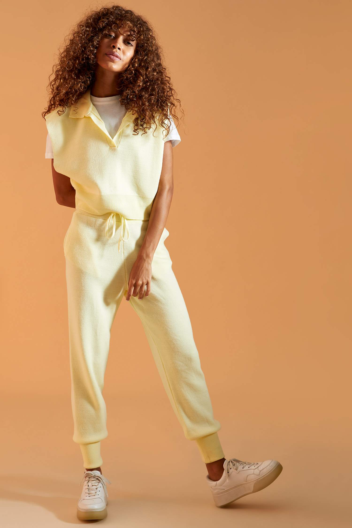 Polo Yaka Relax Fit Crop Triko Süveter
