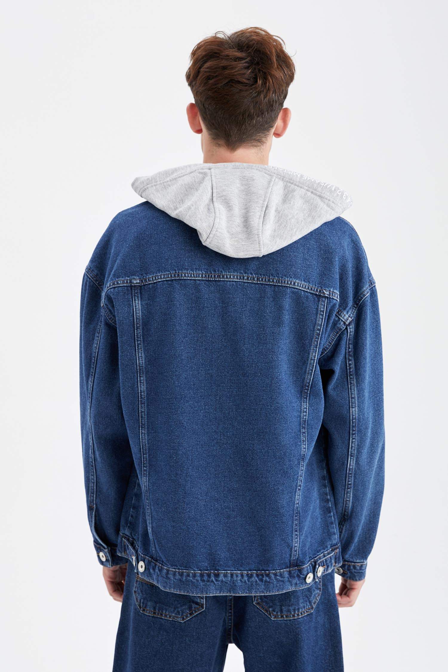 Slim Fit Kapüşonlu Jean Ceket