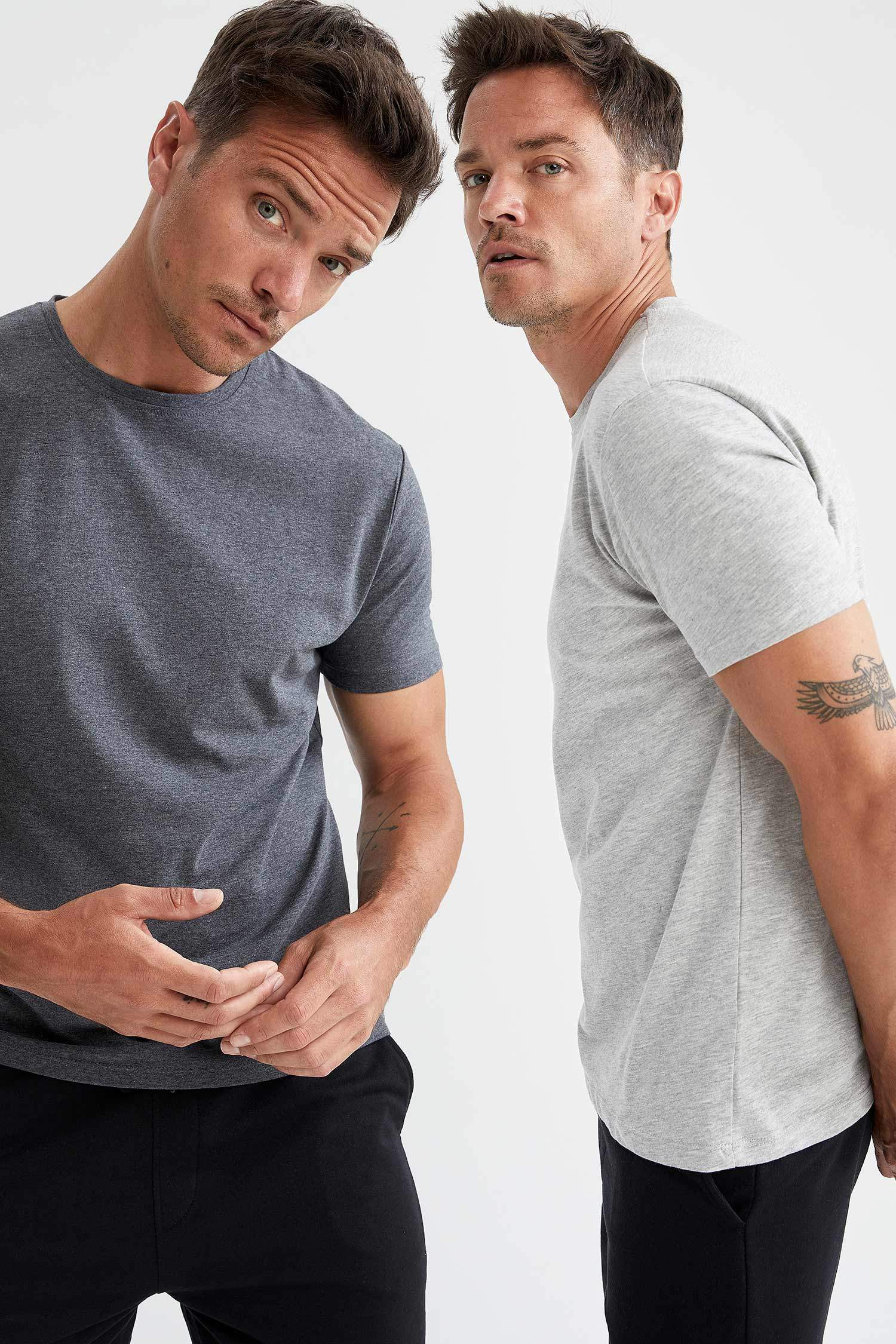 Regular Fit Bisiklet Yaka Basic 2'li Kısa Kollu Tişört