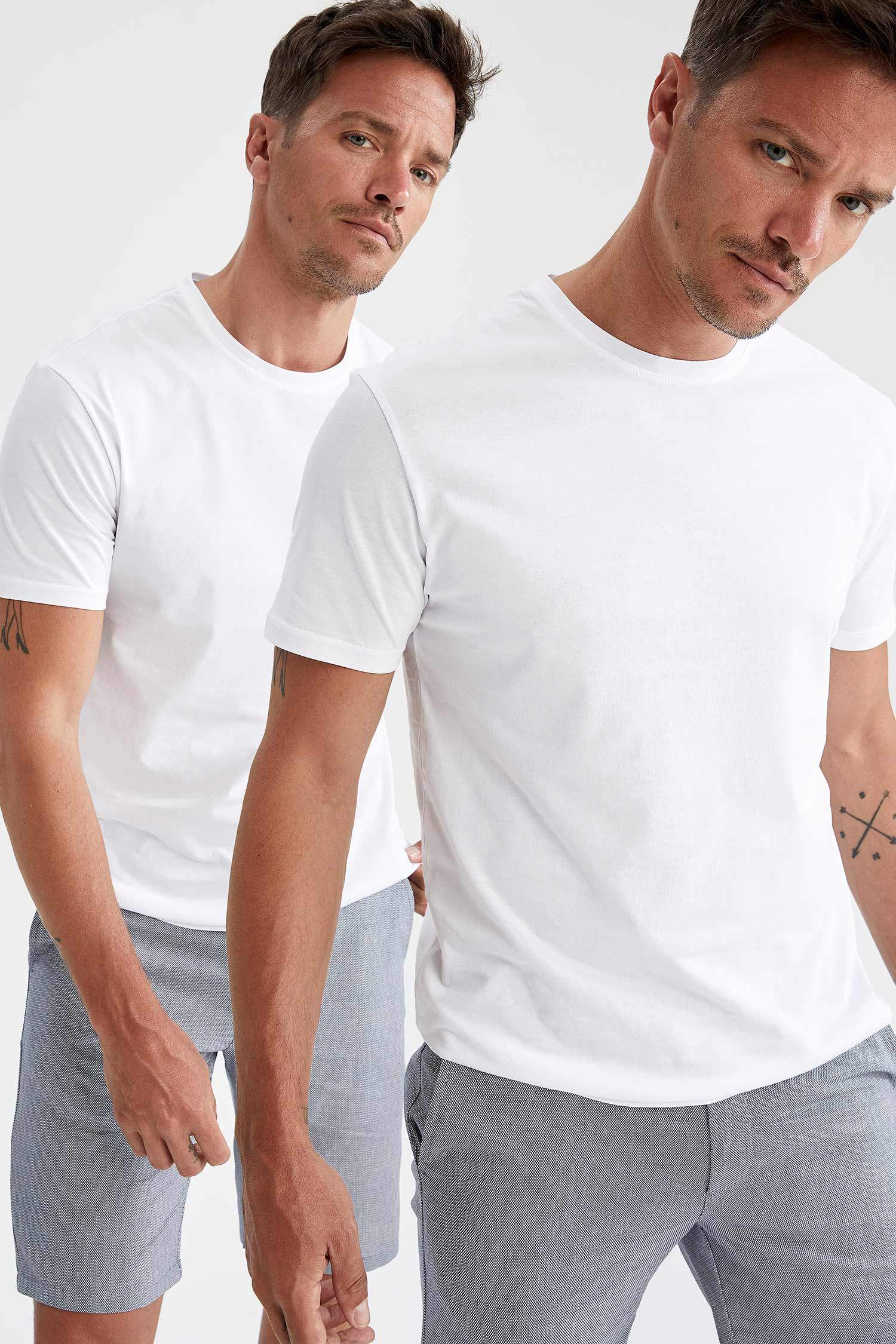 Regular Fit Bisiklet Yaka Basic 2'li Kısa Kollu Tişört