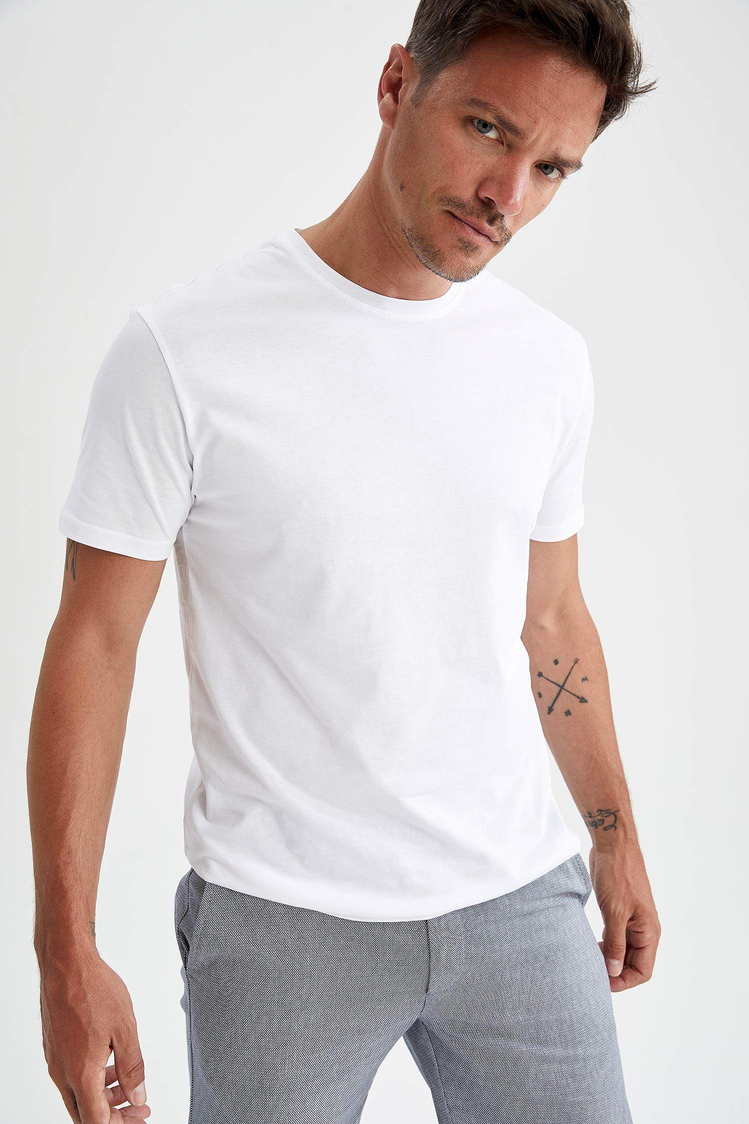 Regular Fit Bisiklet Yaka Basic 2'li Kısa Kollu Tişört