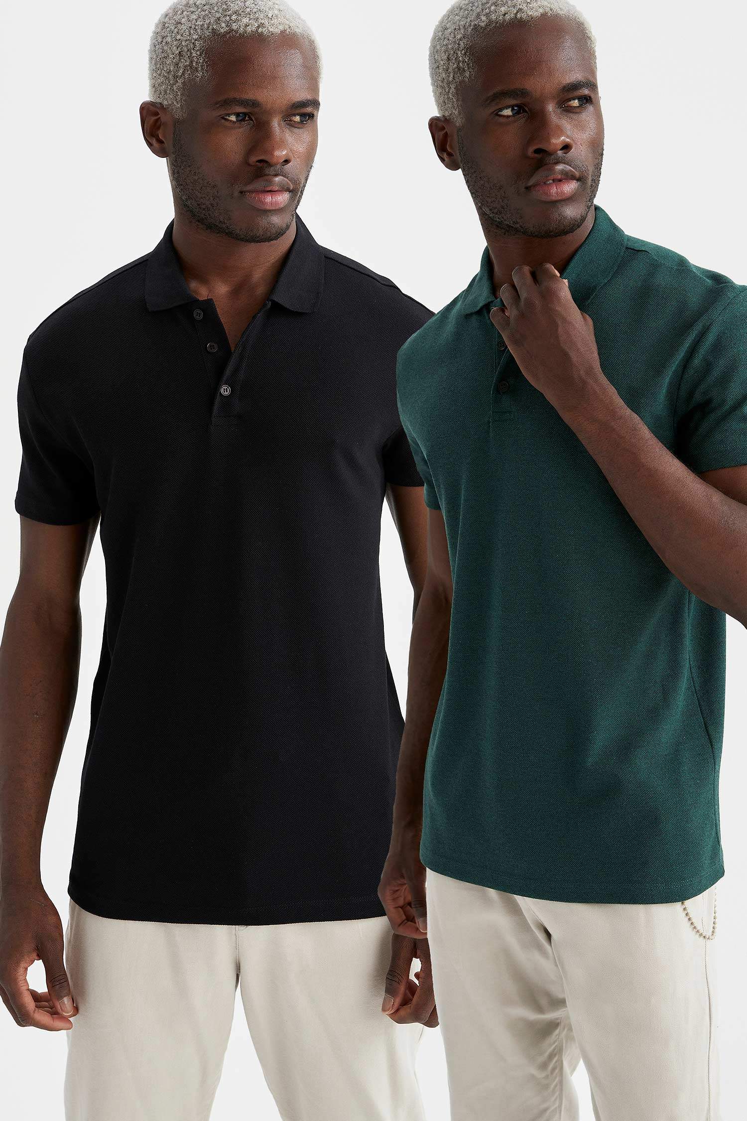Regular Fit Polo Yaka Basic Kısa Kollu 2'li Tişört