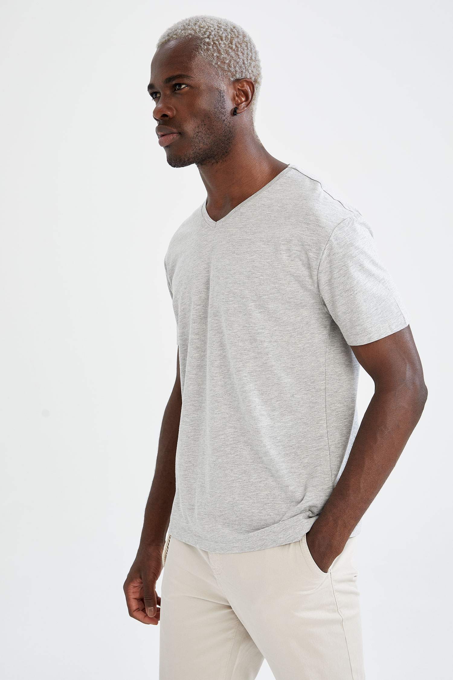 Regular Fit V Yaka Basic 3'lü Kısa Kollu Tişört