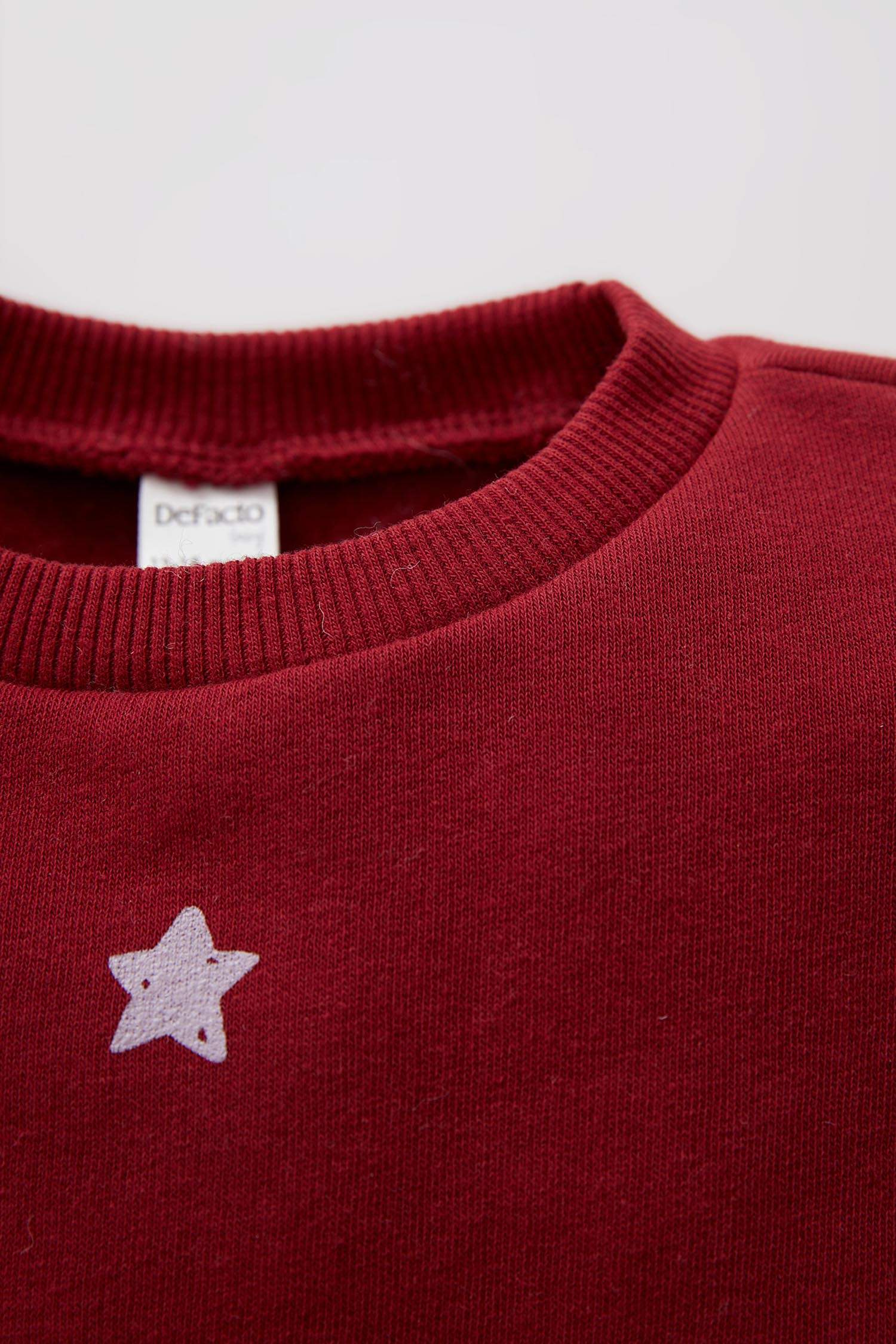 Kız Bebek Regular Fit Yıldız Baskılı İçi Yumuşak Tüylü Sweatshirt