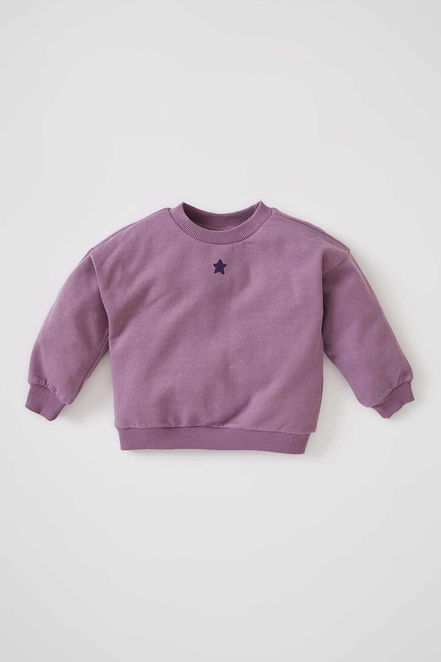 Kız Bebek Regular Fit Bisiklet Yaka Yıldız Baskılı Pamuklu Sweatshirt