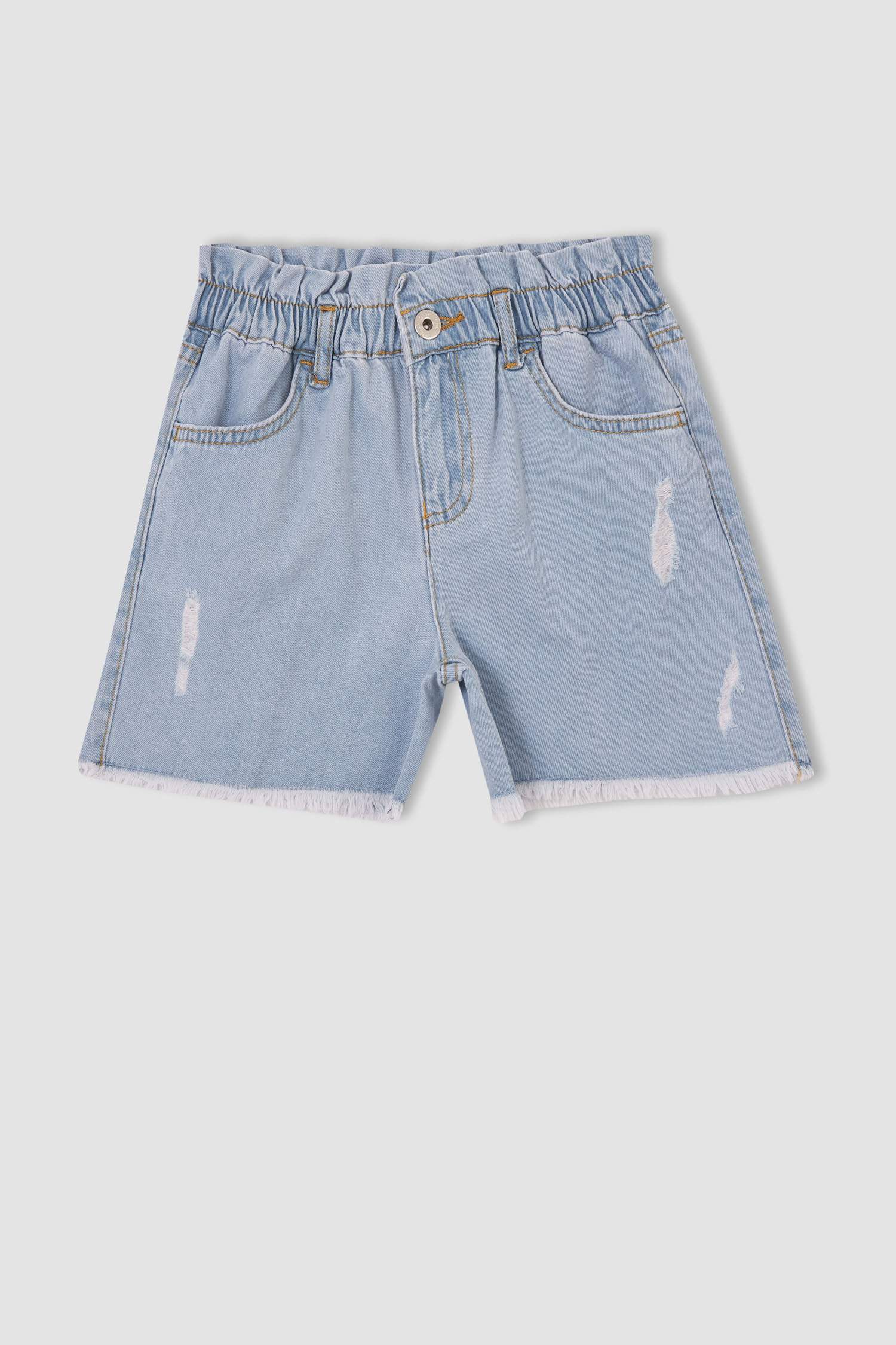 Kız Çocuk Mom Fit Yırtık Detaylı jean Şort