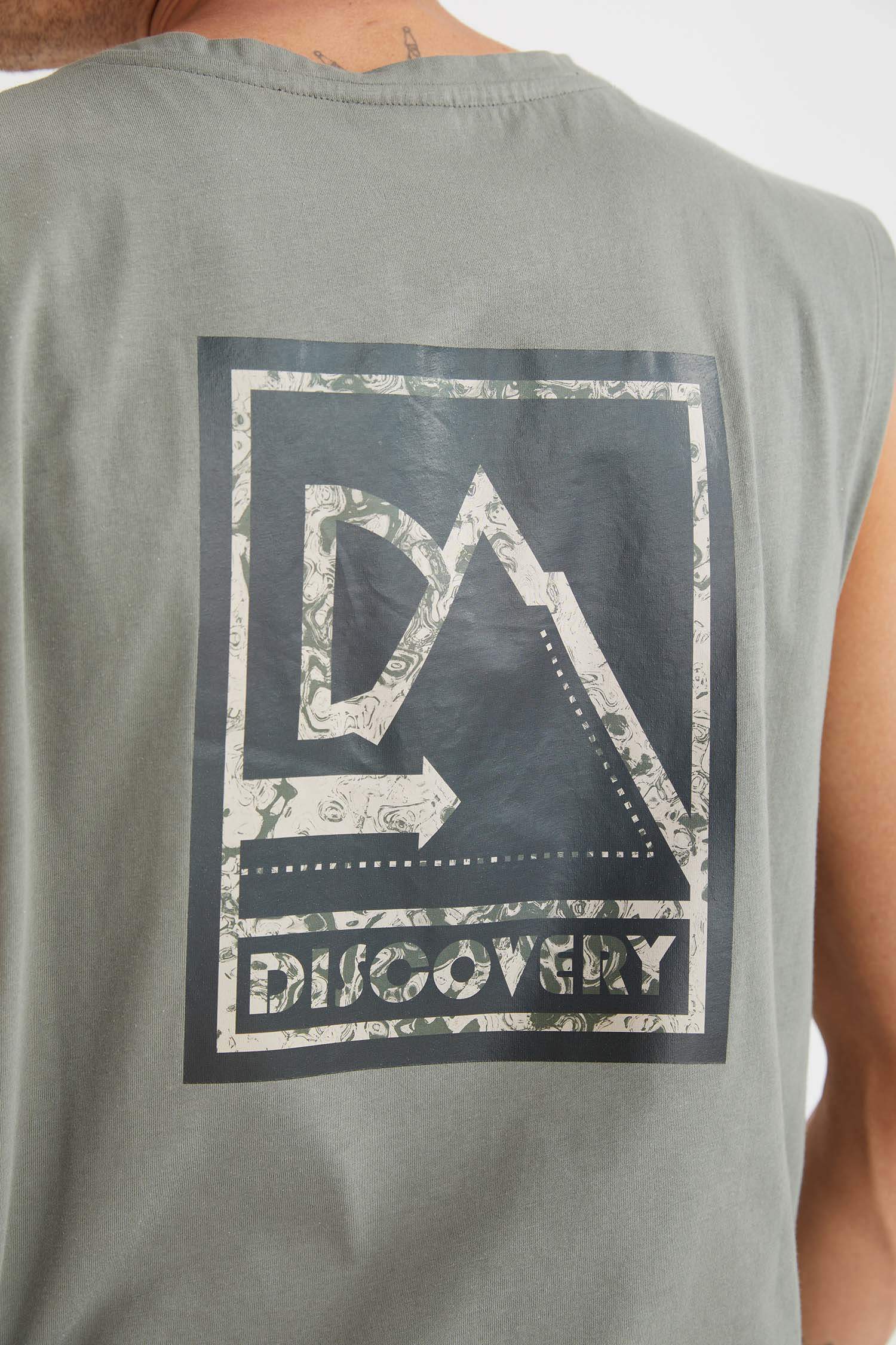 Discovery Adventures Lisanslı Oversize Fit Bisiklet Yaka Sırt Baskılı Kolsuz Tişört
