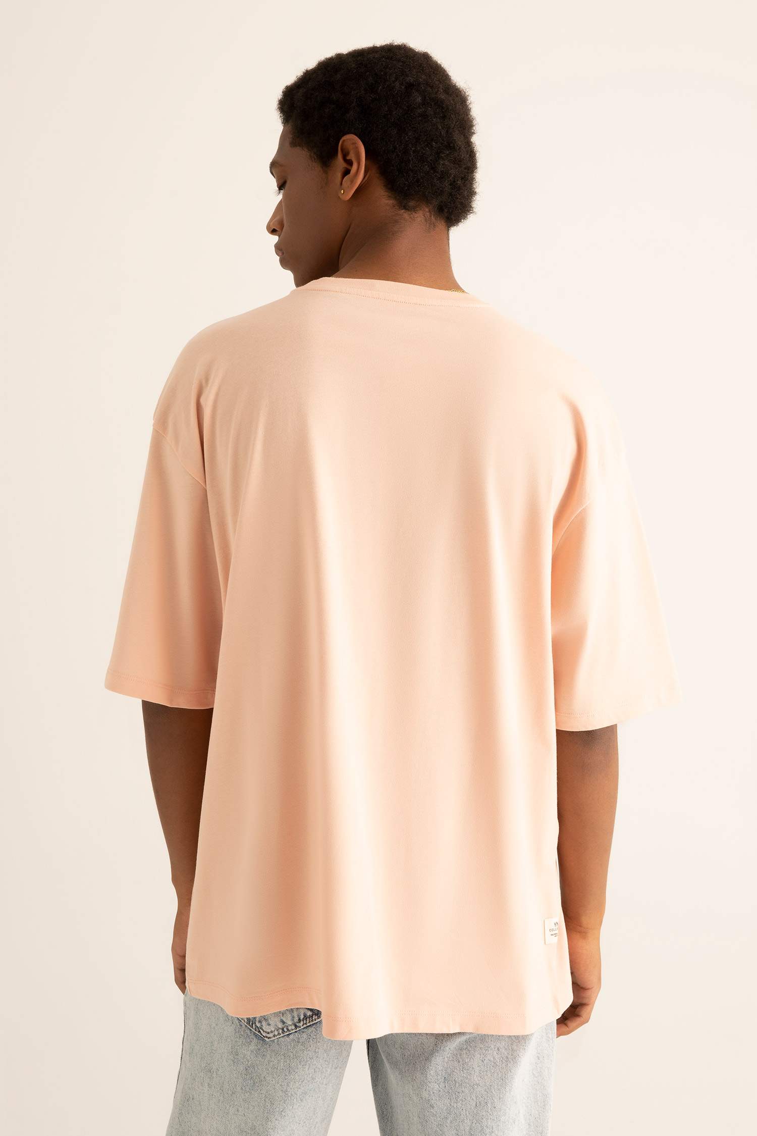 Oversize Fit Bisiklet Yaka Tişört