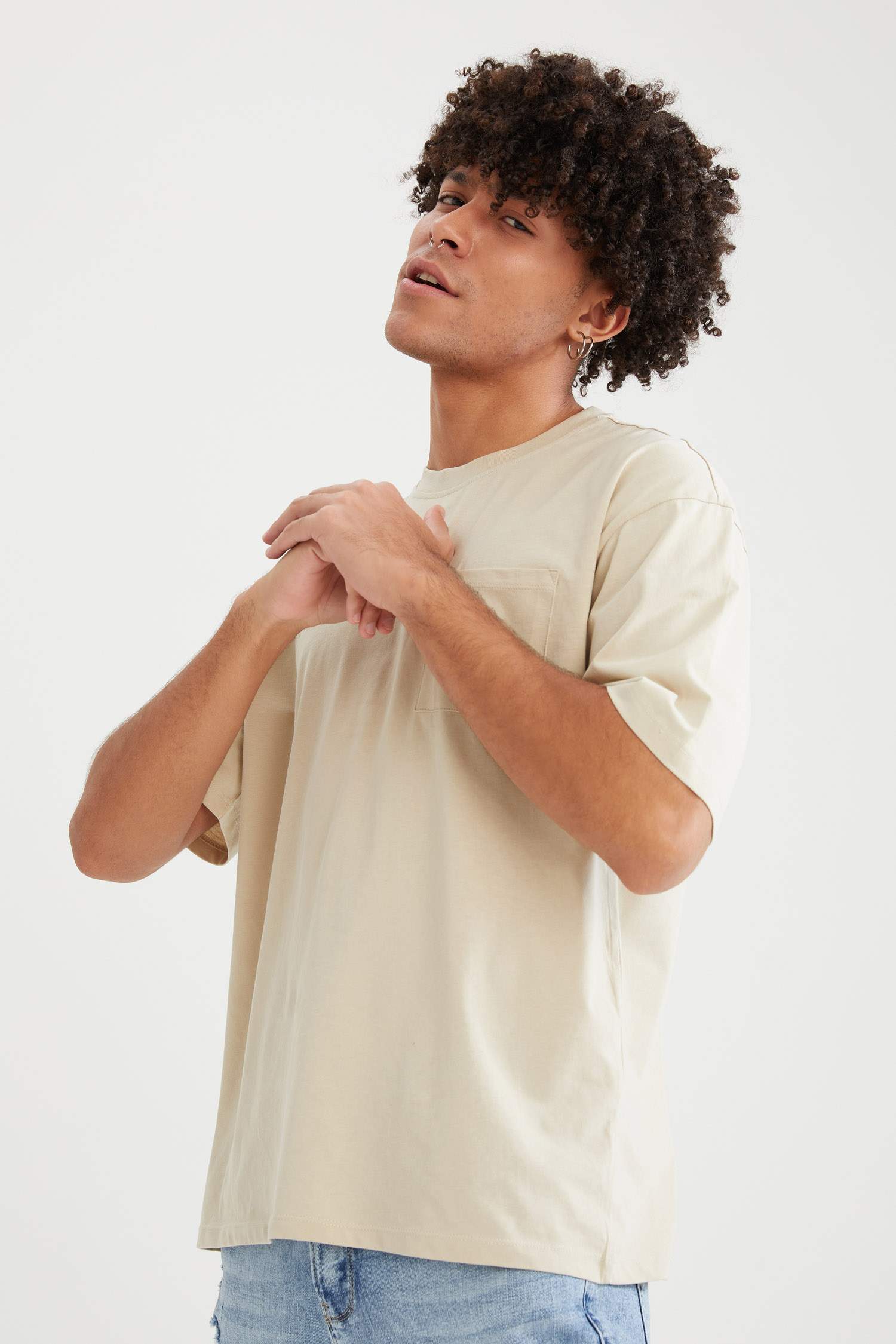 Oversize Fit Bisiklet Yaka Basic Kısa Kollu Tişört