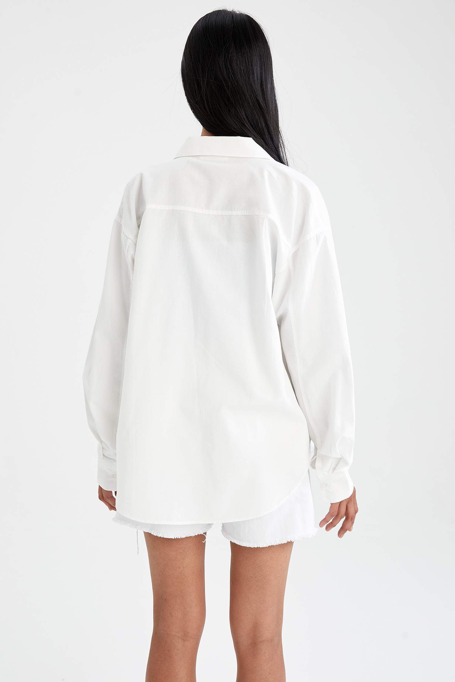 Oversize Fit Cepli Pamuklu Oxford Gömlek