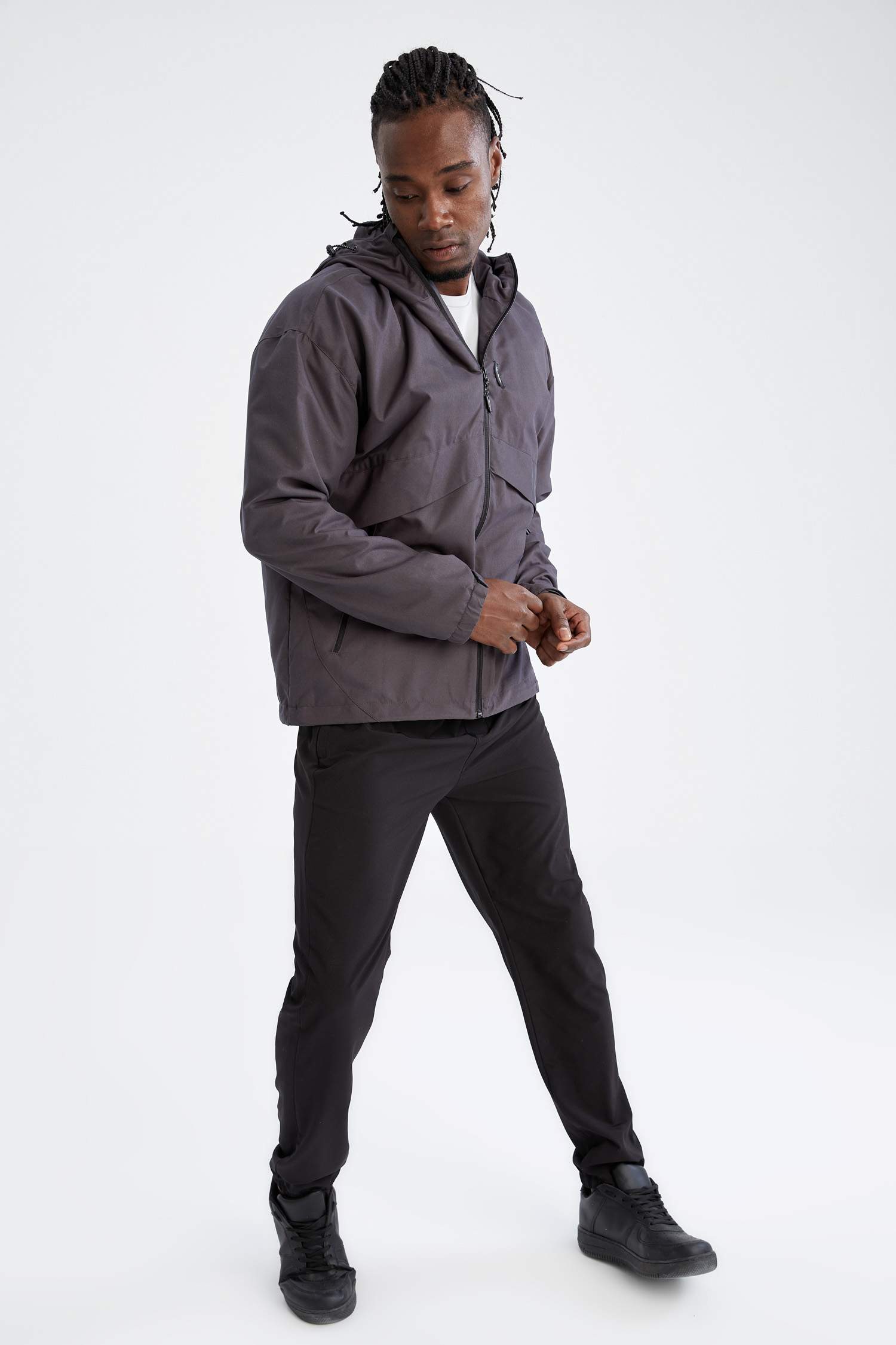 Regular Fit Kapüşonlu Polar Astarlı Mont