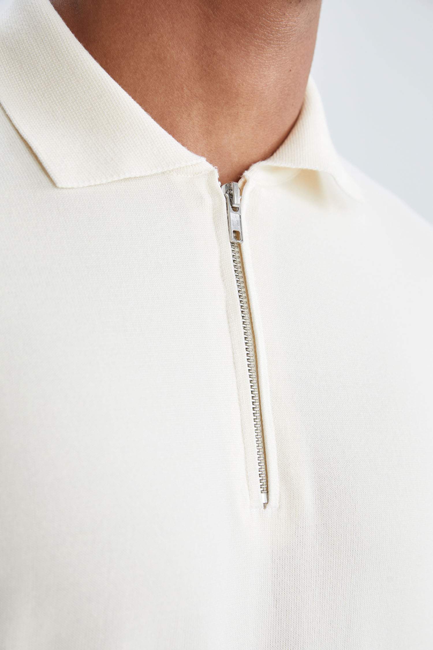 Slim Fit Polo Fermuarlı Yaka Triko Kazak