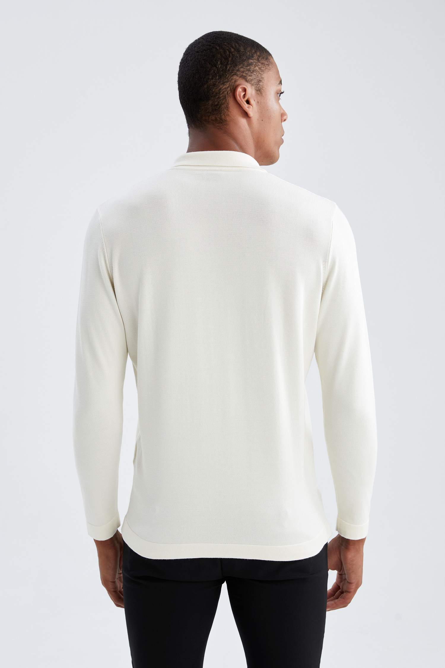 Slim Fit Polo Fermuarlı Yaka Triko Kazak