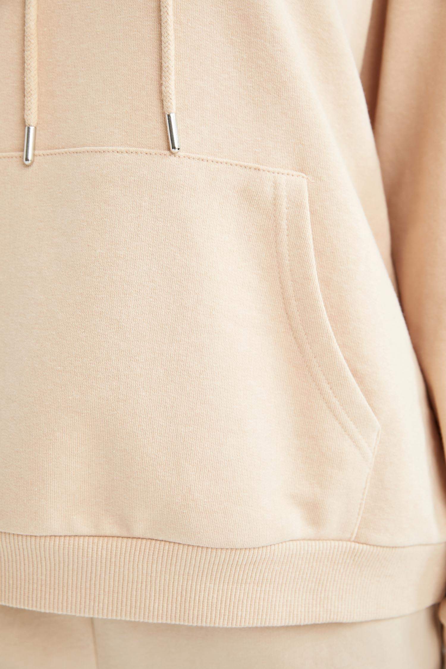 Basic Kapüşonlu Relax Fit İçi Yumuşak Tüylü Sweatshirt