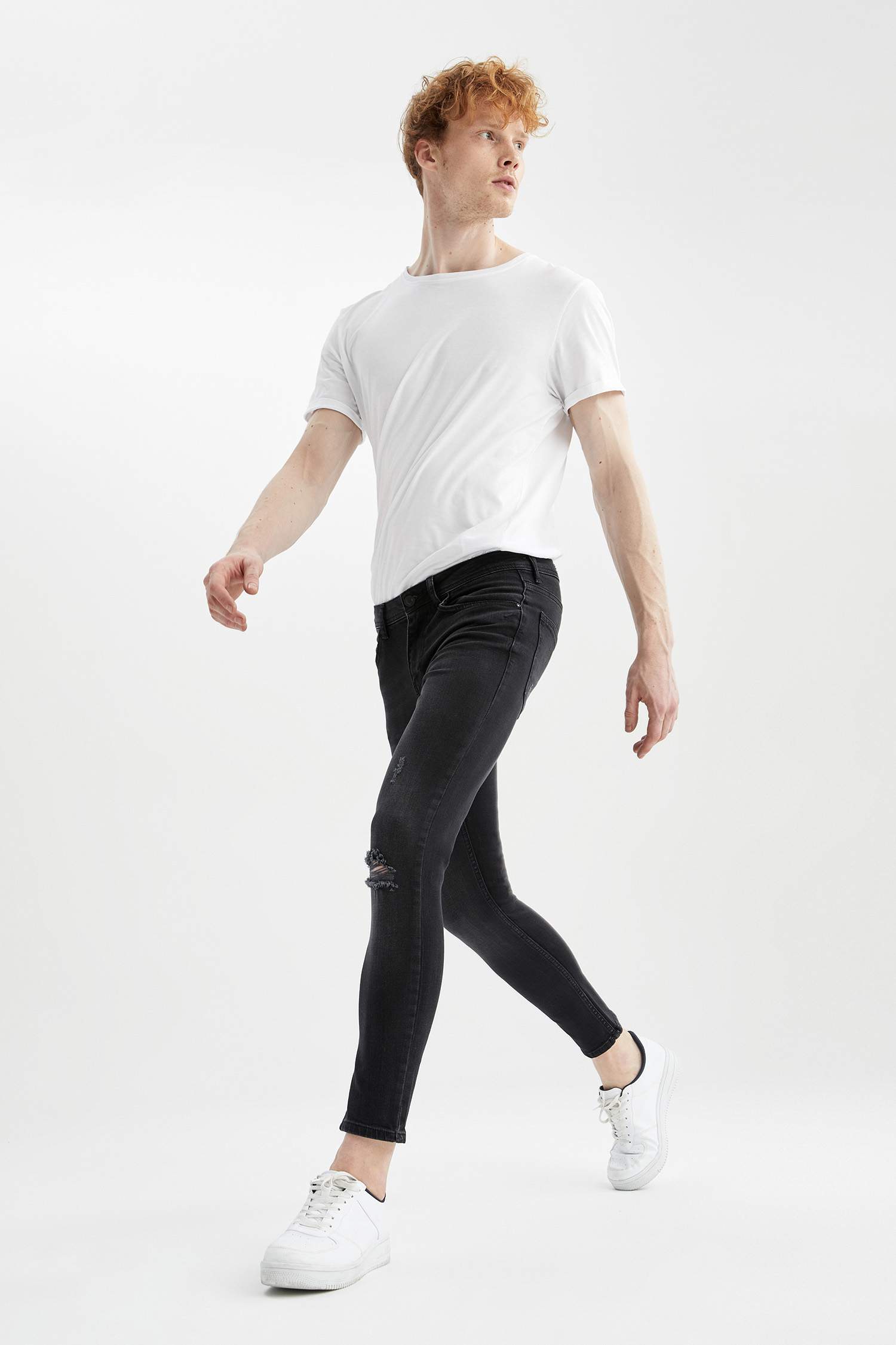 Super Skinny Fit Normal Bel Dar Paça Yırtık Detaylı Jean Pantolon