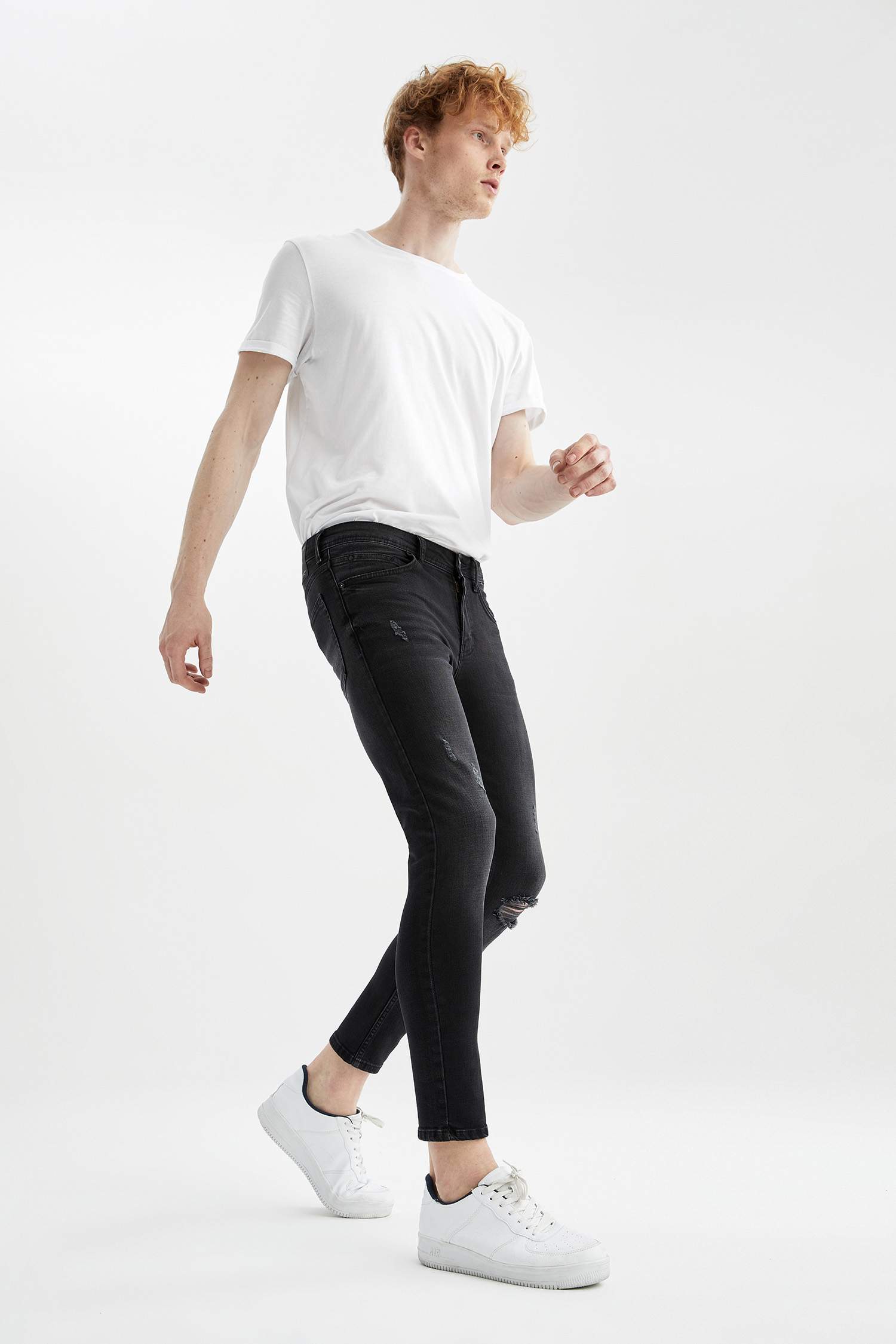 Super Skinny Fit Normal Bel Dar Paça Yırtık Detaylı Jean Pantolon