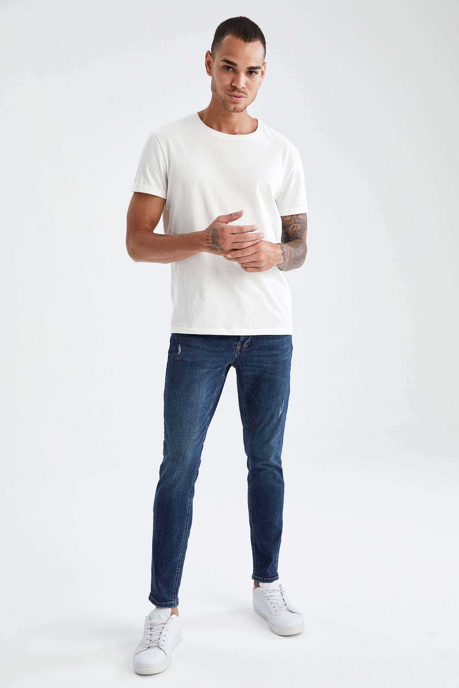 Super Skinny Fit Normal Bel Dar Paça Yırtık Detaylı Jean Pantolon