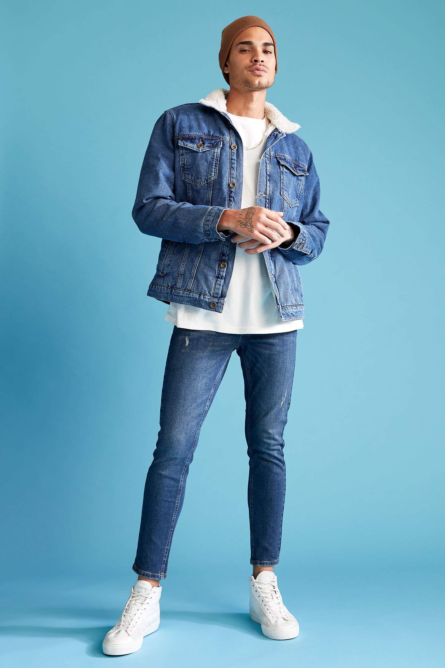 Super Skinny Fit Normal Bel Dar Paça Yırtık Detaylı Jean Pantolon