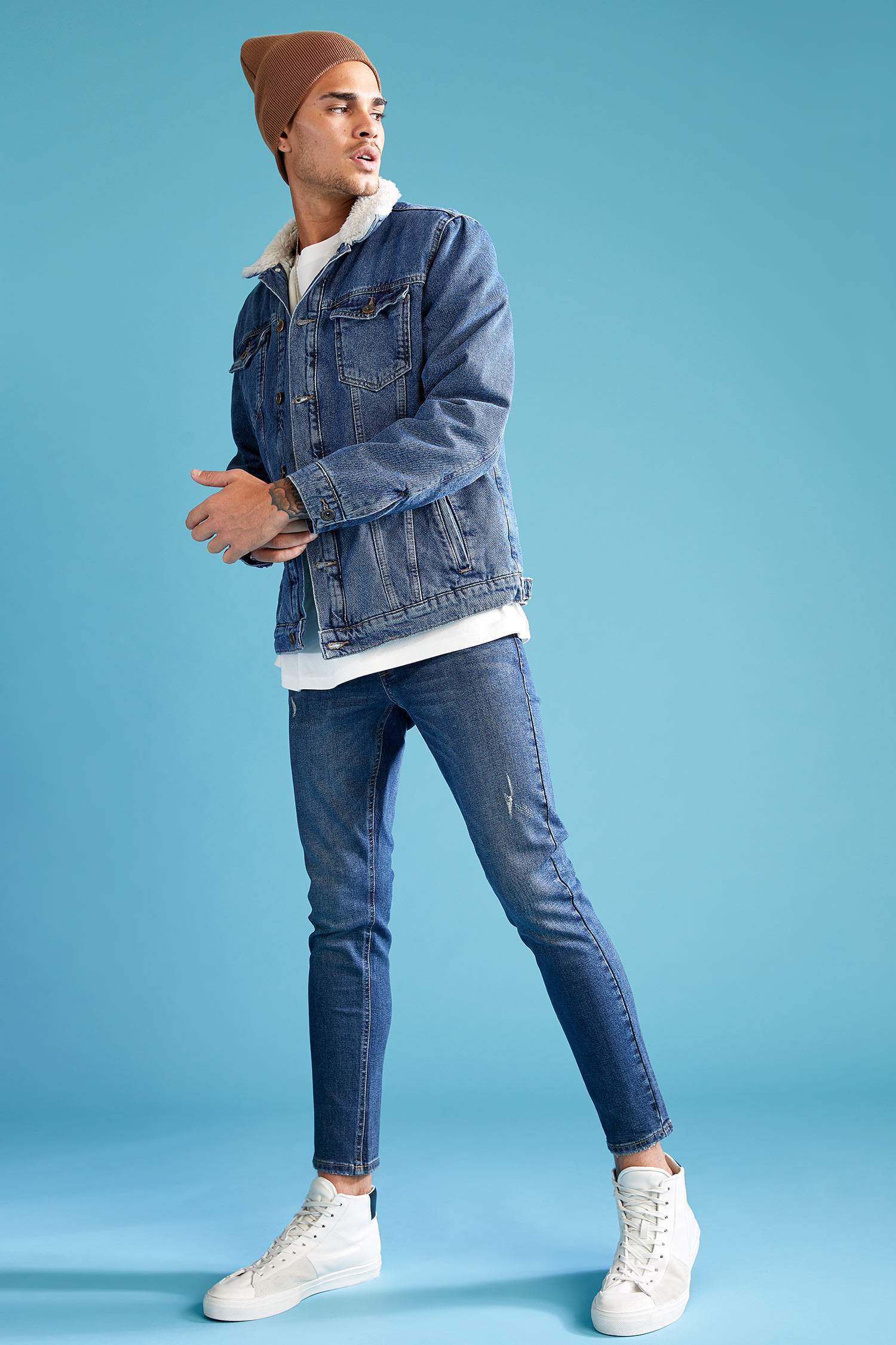 Super Skinny Fit Normal Bel Dar Paça Yırtık Detaylı Jean Pantolon
