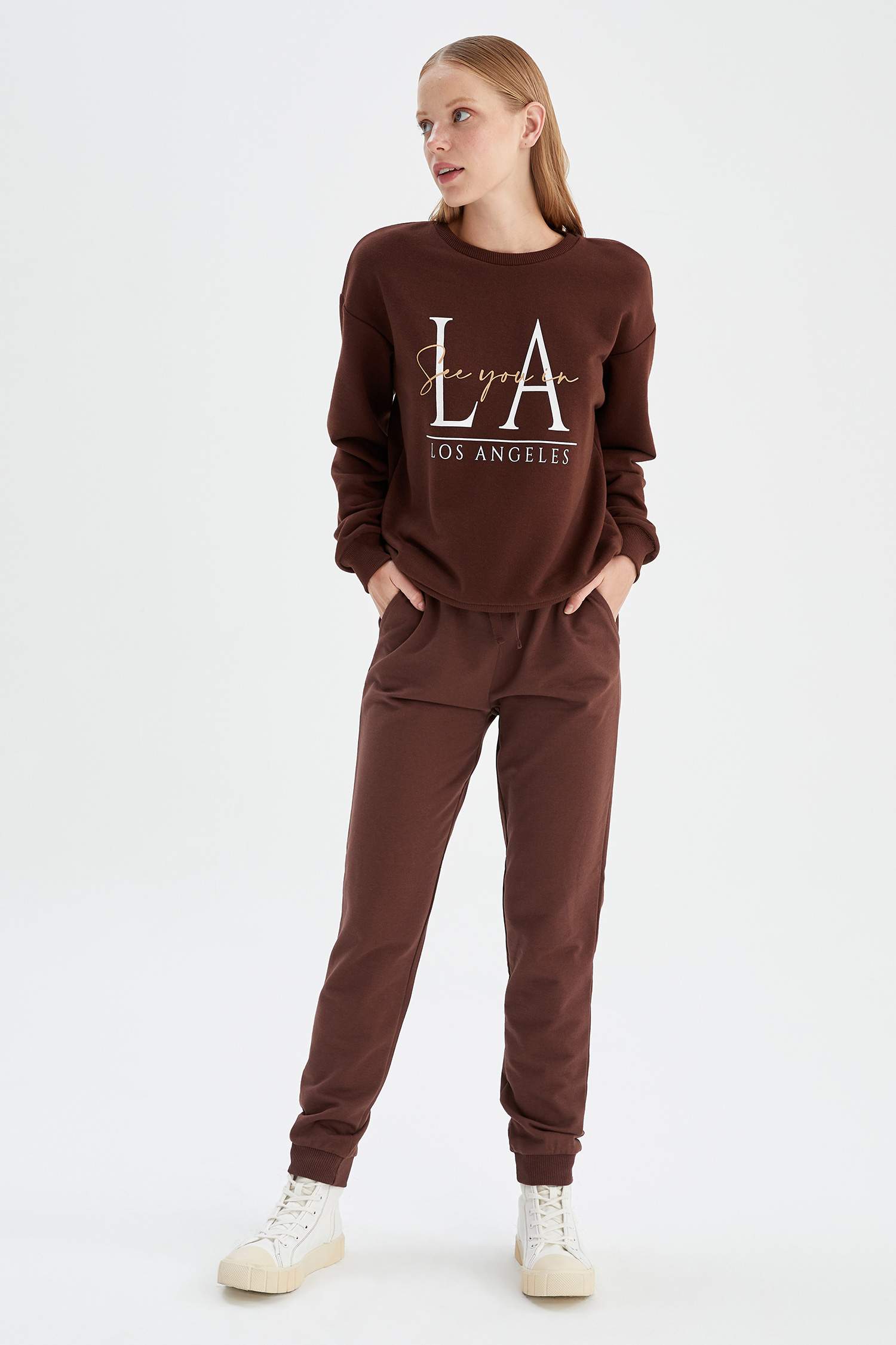 Slogan Baskılı Relax Fit Sweatshirt