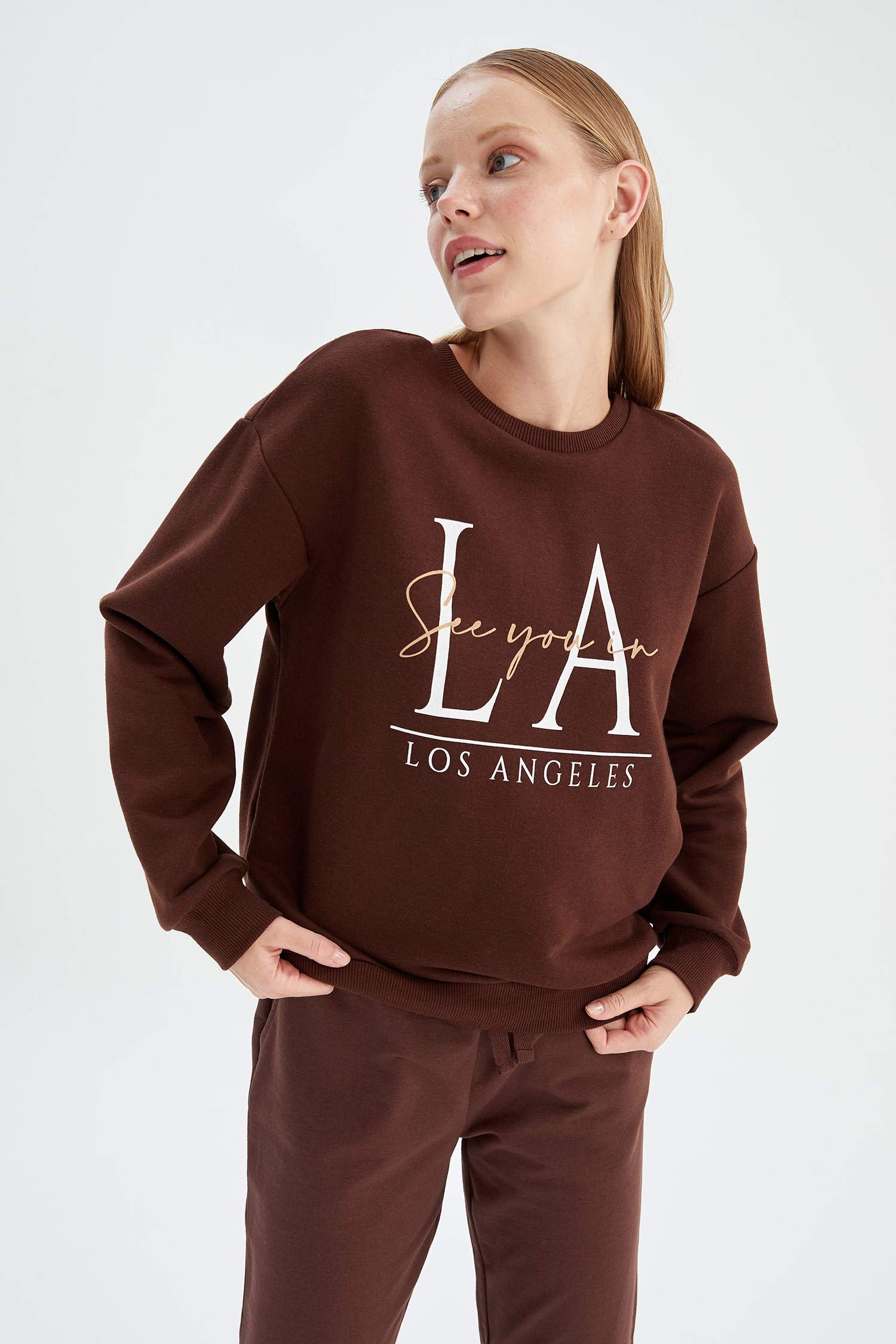 Slogan Baskılı Relax Fit Sweatshirt