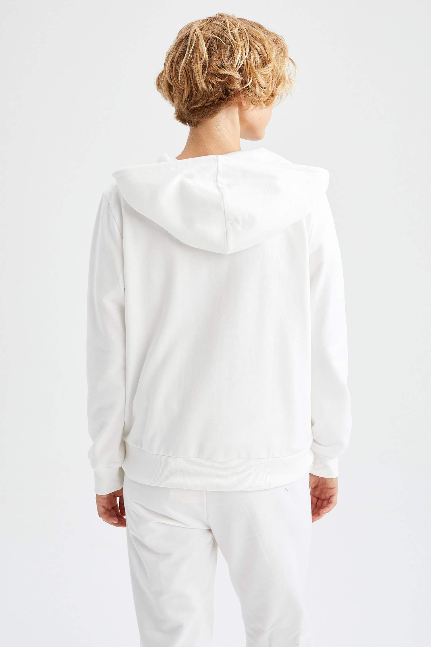 Regular Fit Basic Kapüşonlu Kanguru Cepli İçi Yumuşak Tüylü Sweat Hırka