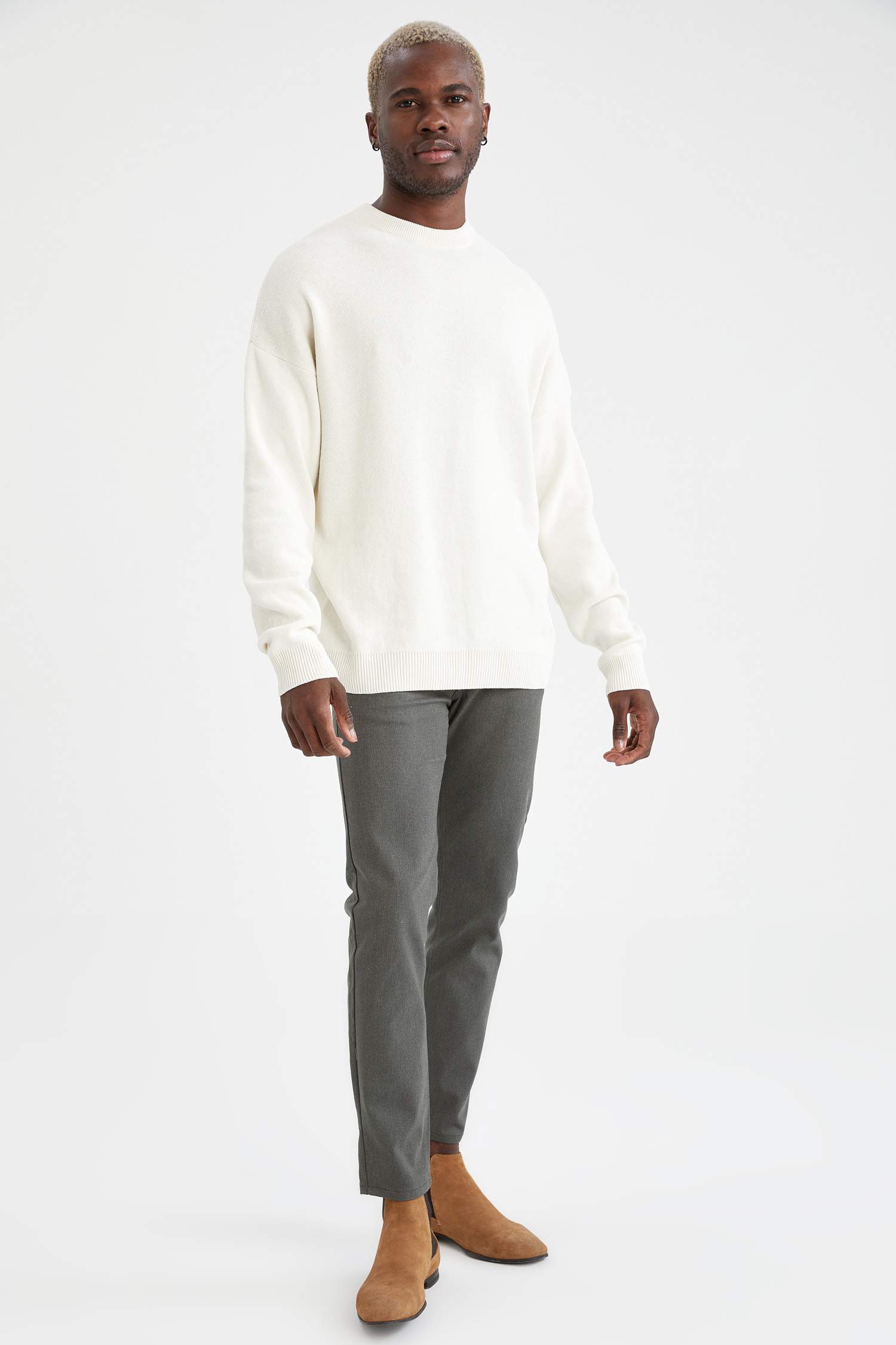 Oversize Fit Bisiklet Yaka Triko Kazak