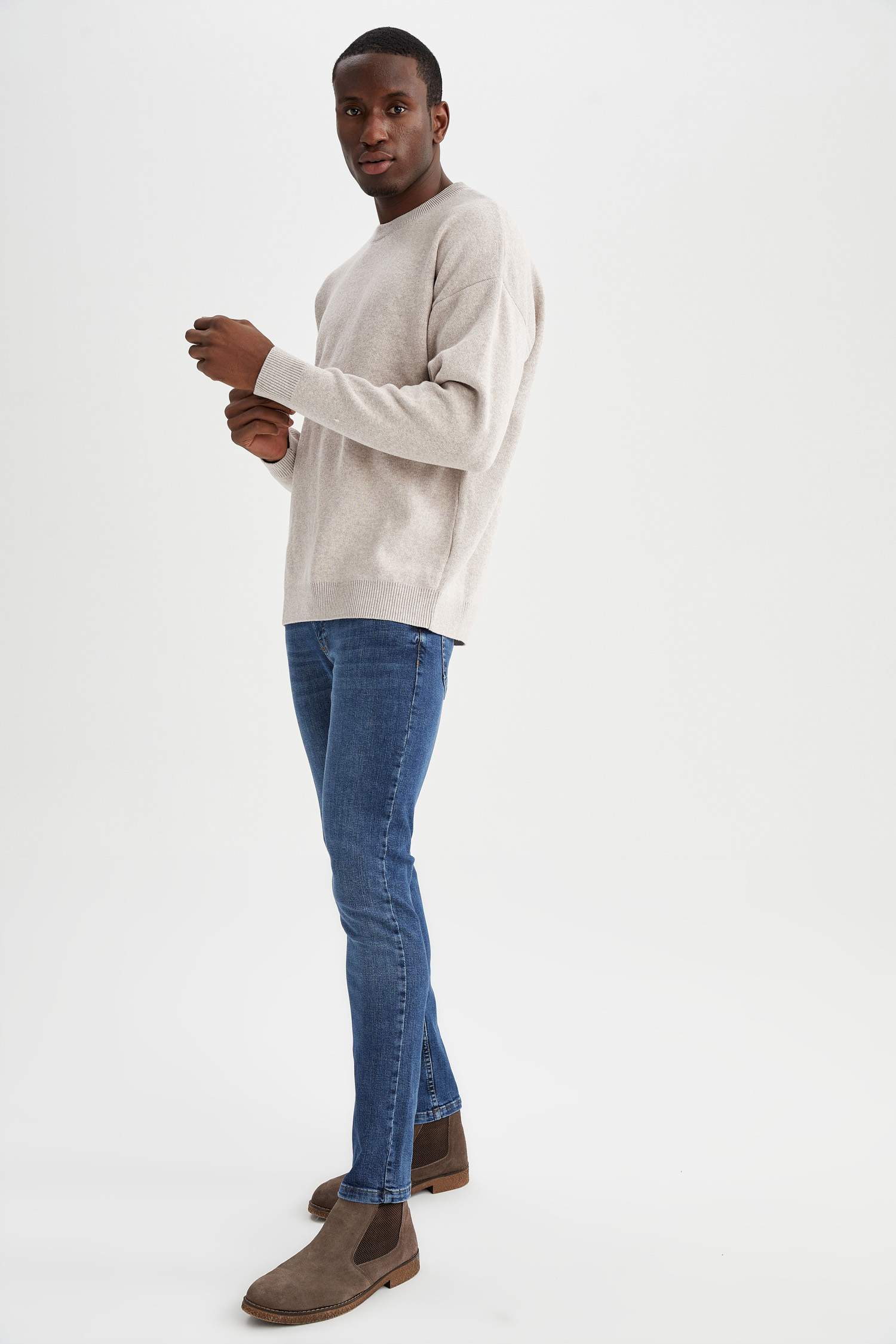 Oversize Fit Bisiklet Yaka Triko Kazak