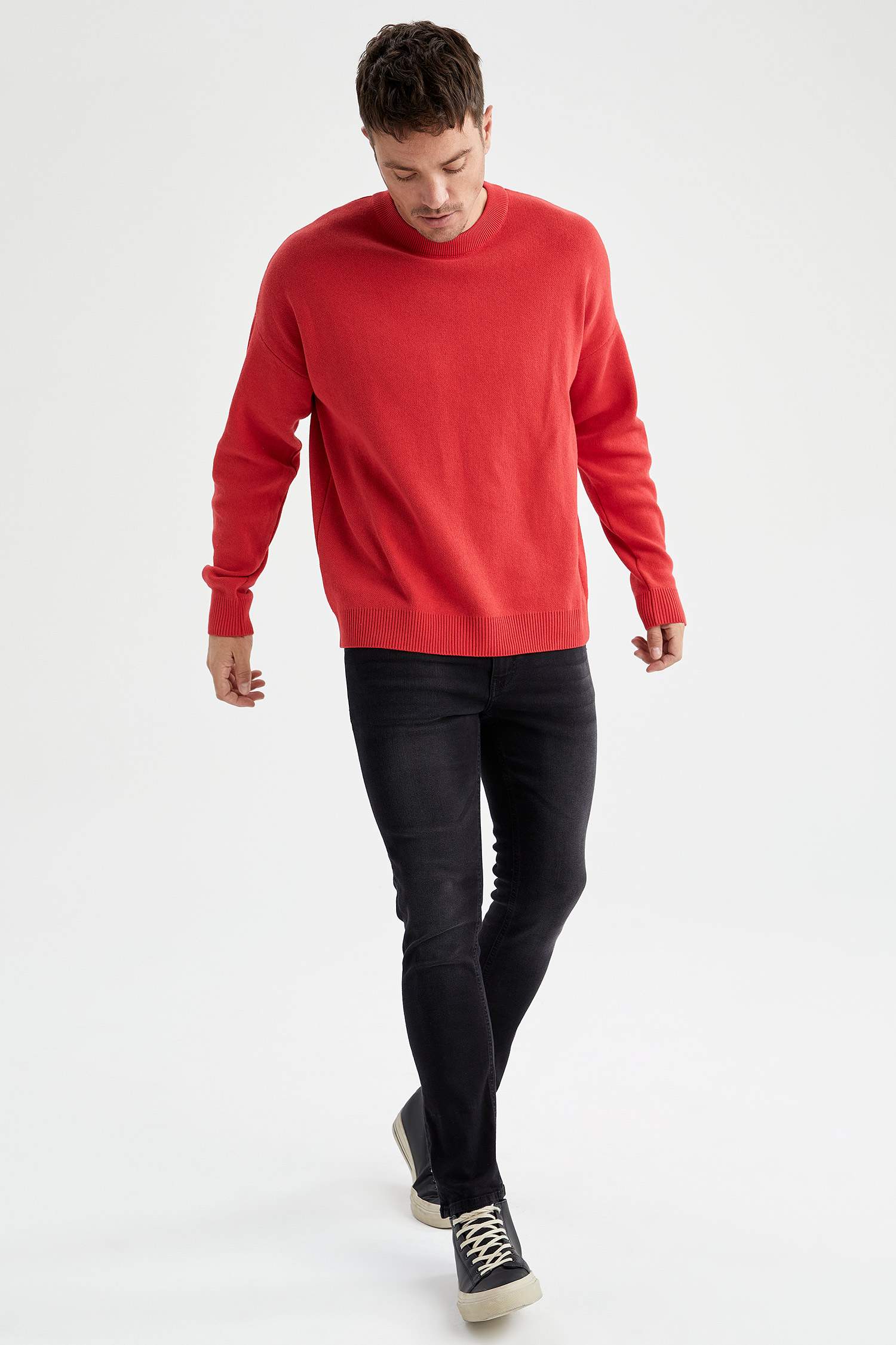 Oversize Fit Bisiklet Yaka Triko Kazak