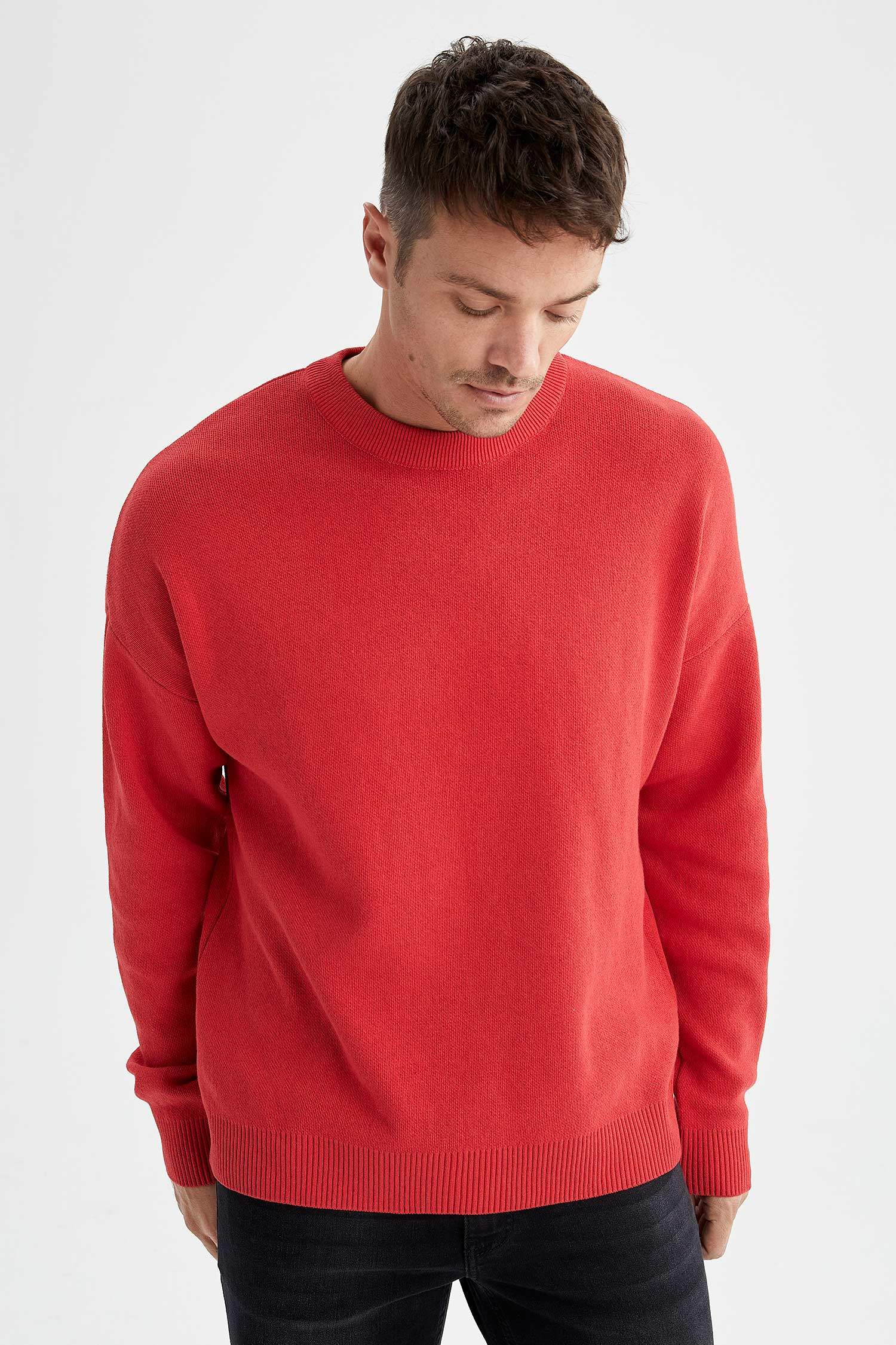 Oversize Fit Bisiklet Yaka Triko Kazak