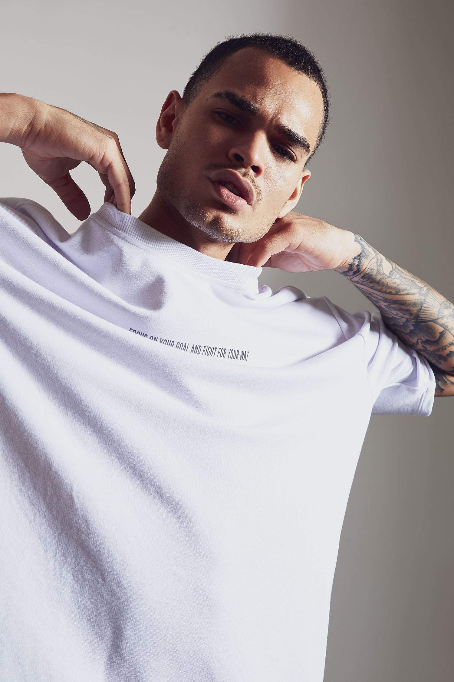 Oversize Fit Bisiklet Yaka Sırt Baskılı Kısa Kollu Pamuklu Sweatshirt
