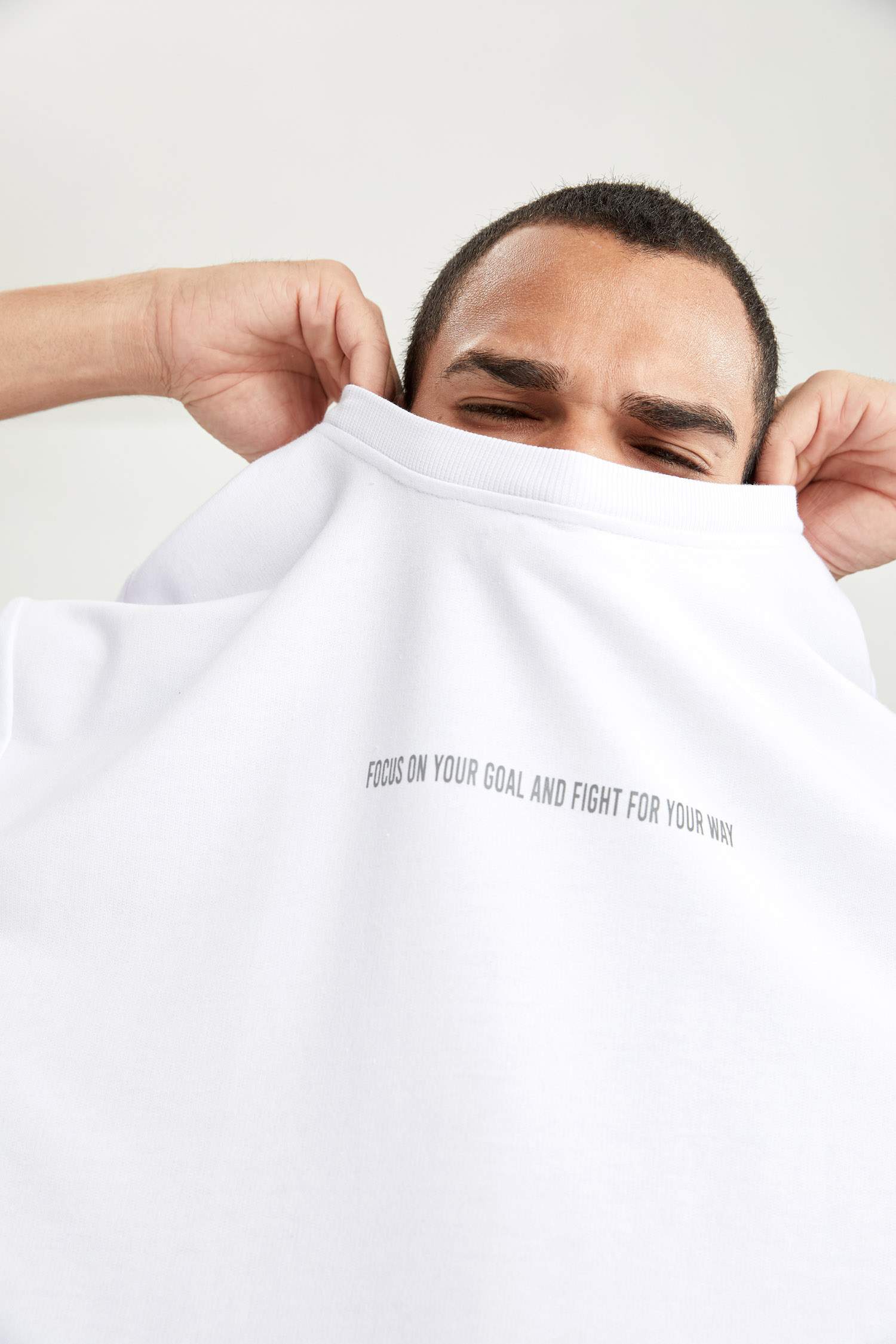 Oversize Fit Bisiklet Yaka Sırt Baskılı Kısa Kollu Pamuklu Sweatshirt
