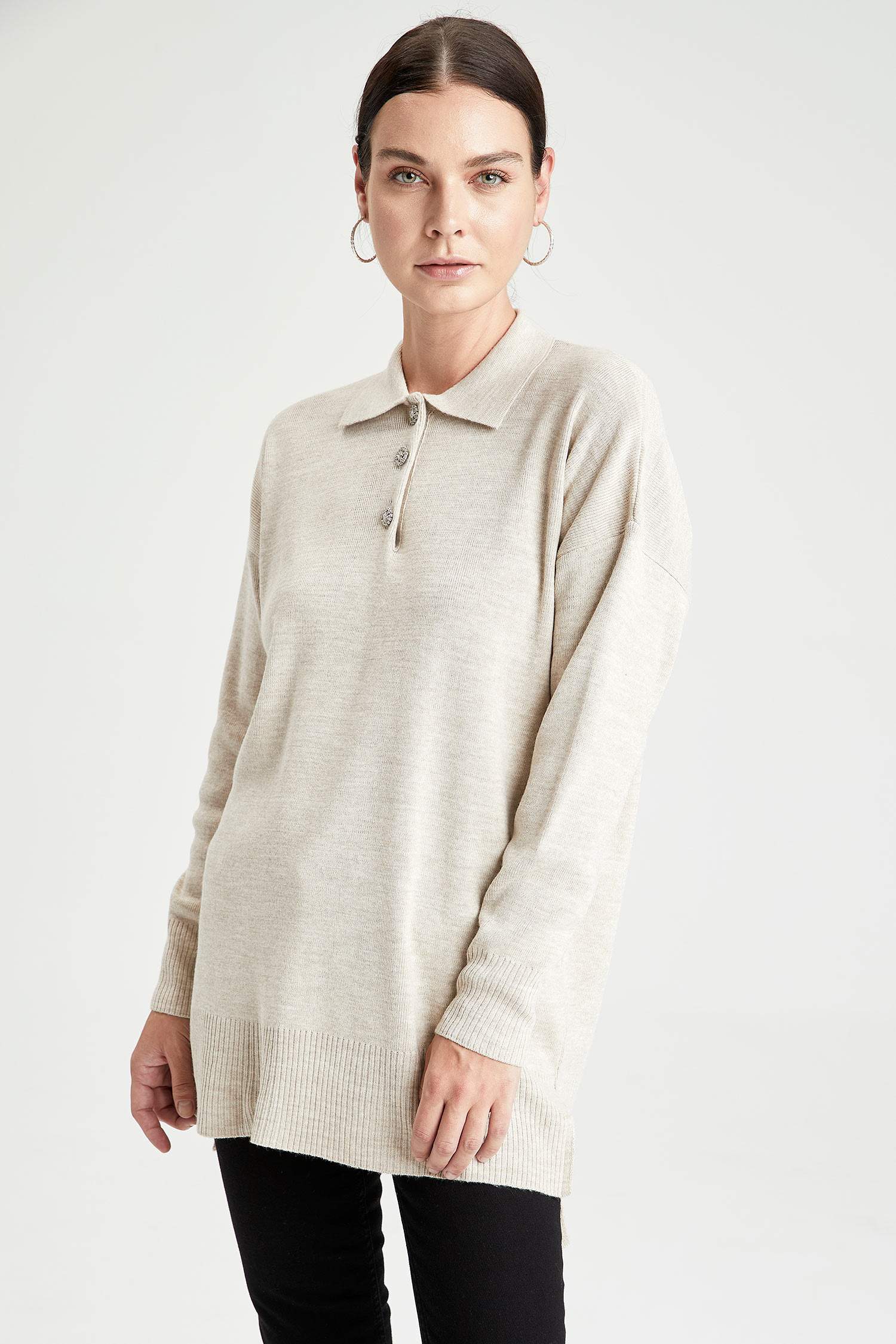 Regular Fit Polo Yaka Triko Tunik