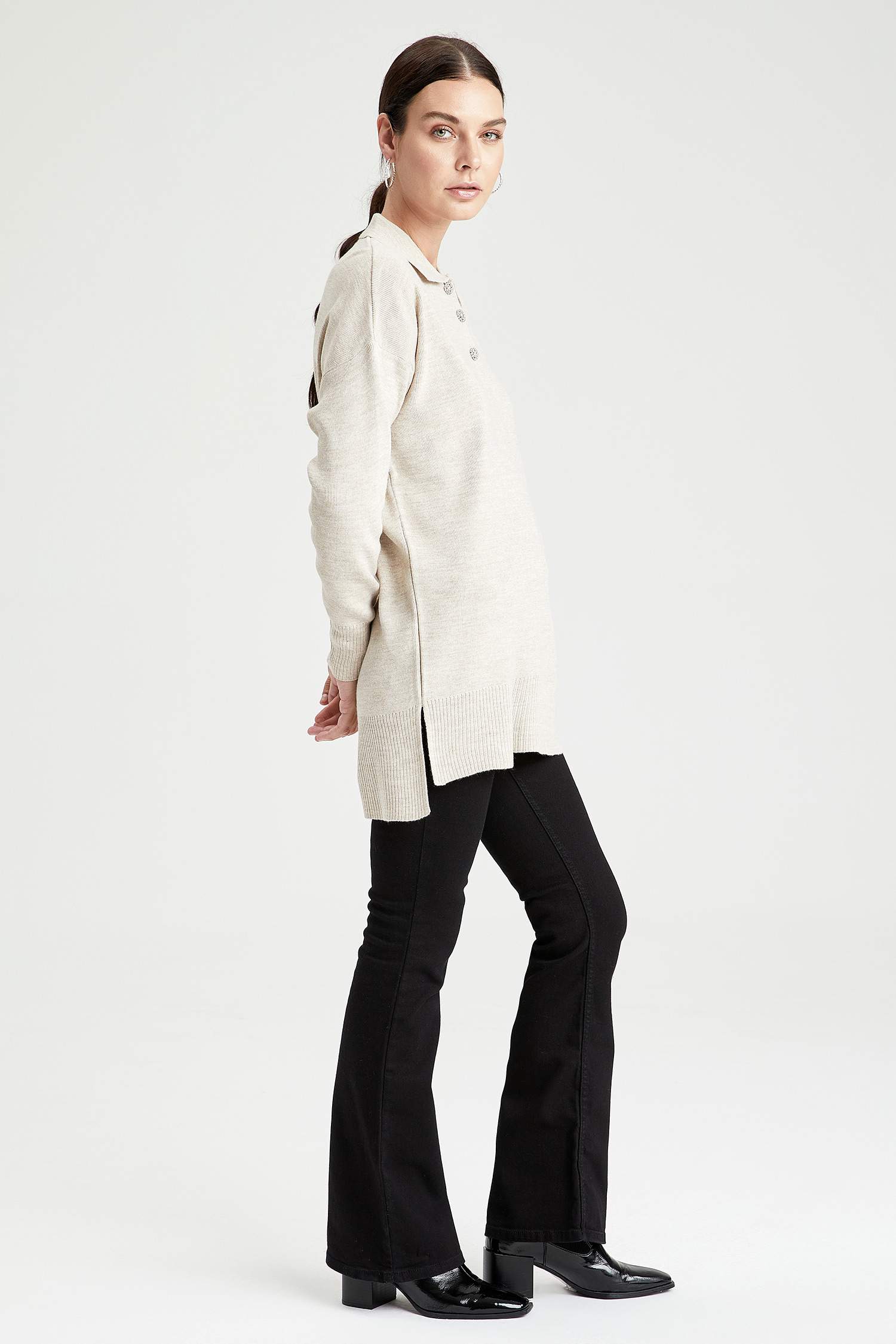 Regular Fit Polo Yaka Triko Tunik