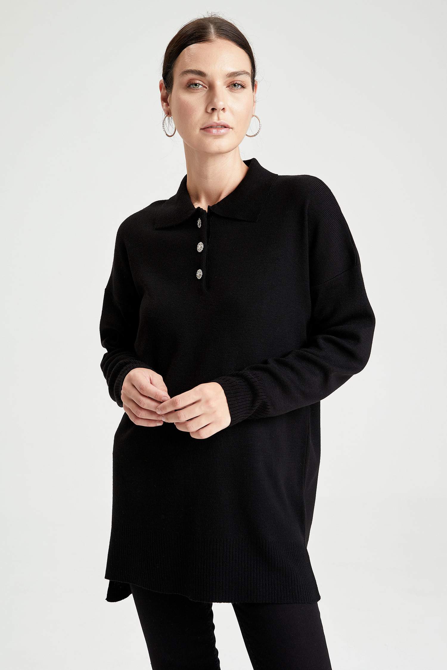 Regular Fit Polo Yaka Triko Tunik