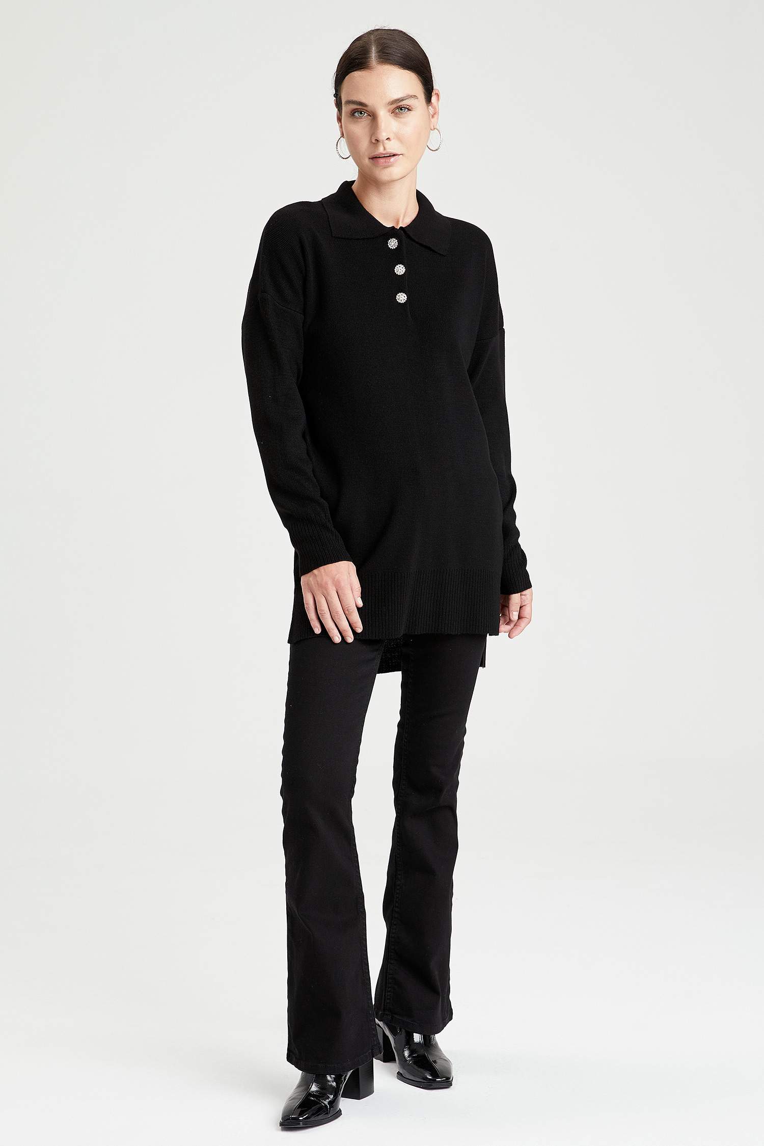 Regular Fit Polo Yaka Triko Tunik