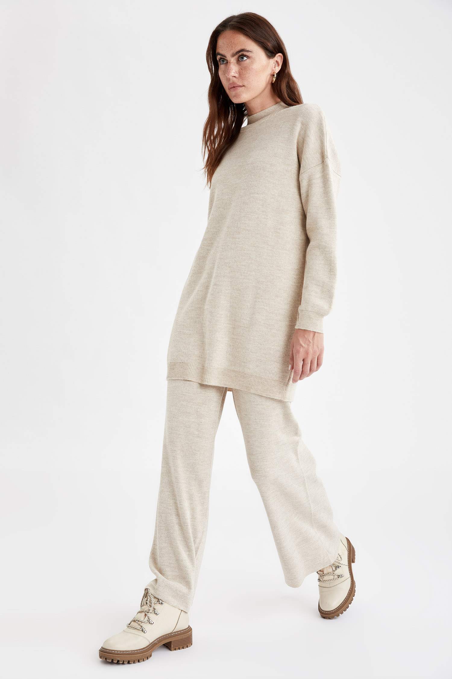 Beli Lastikli Relax Fit Triko Geniş Paça Pantolon