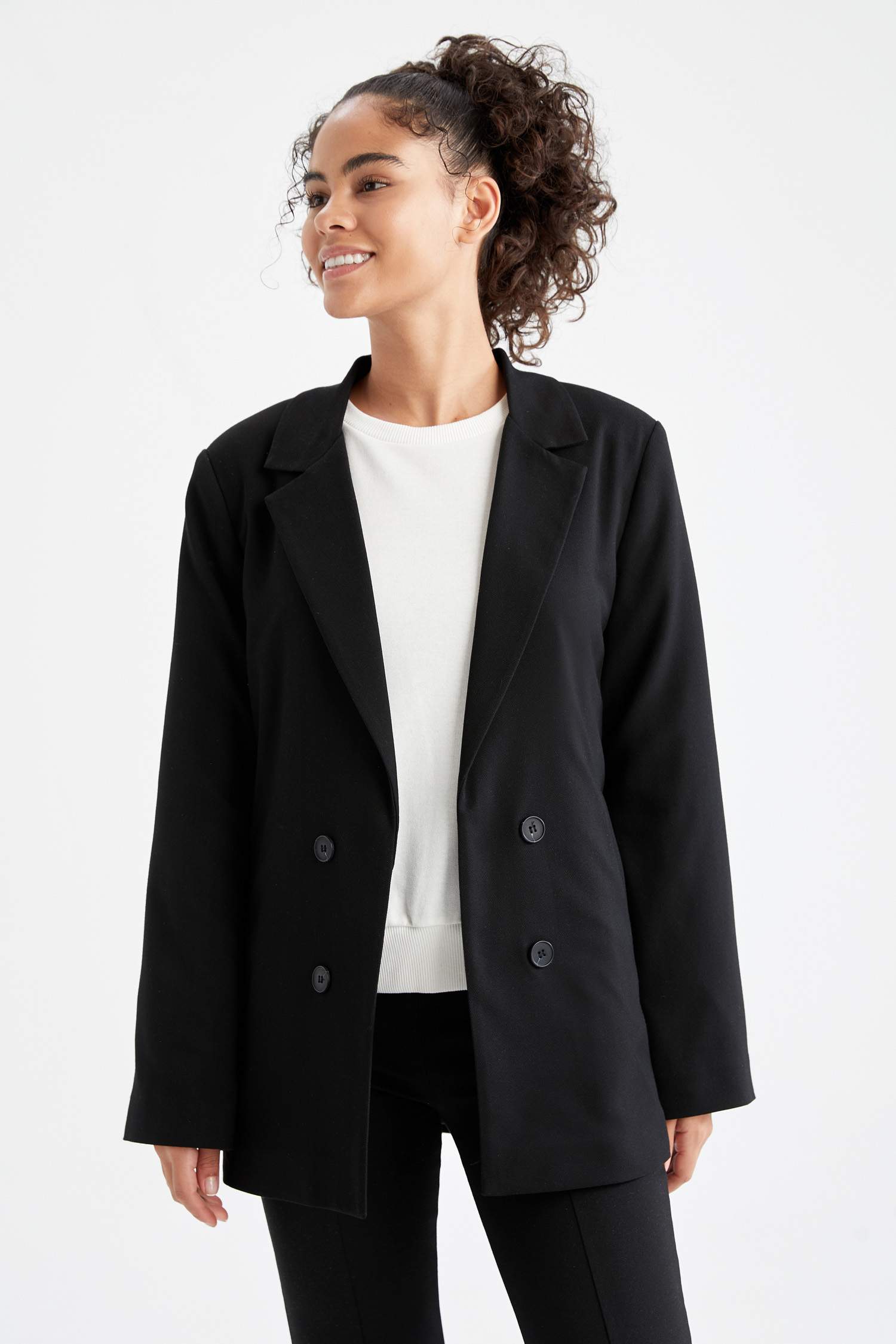 Fleto Cepli Oversize Fit Uzun Kollu Blazer Ceket