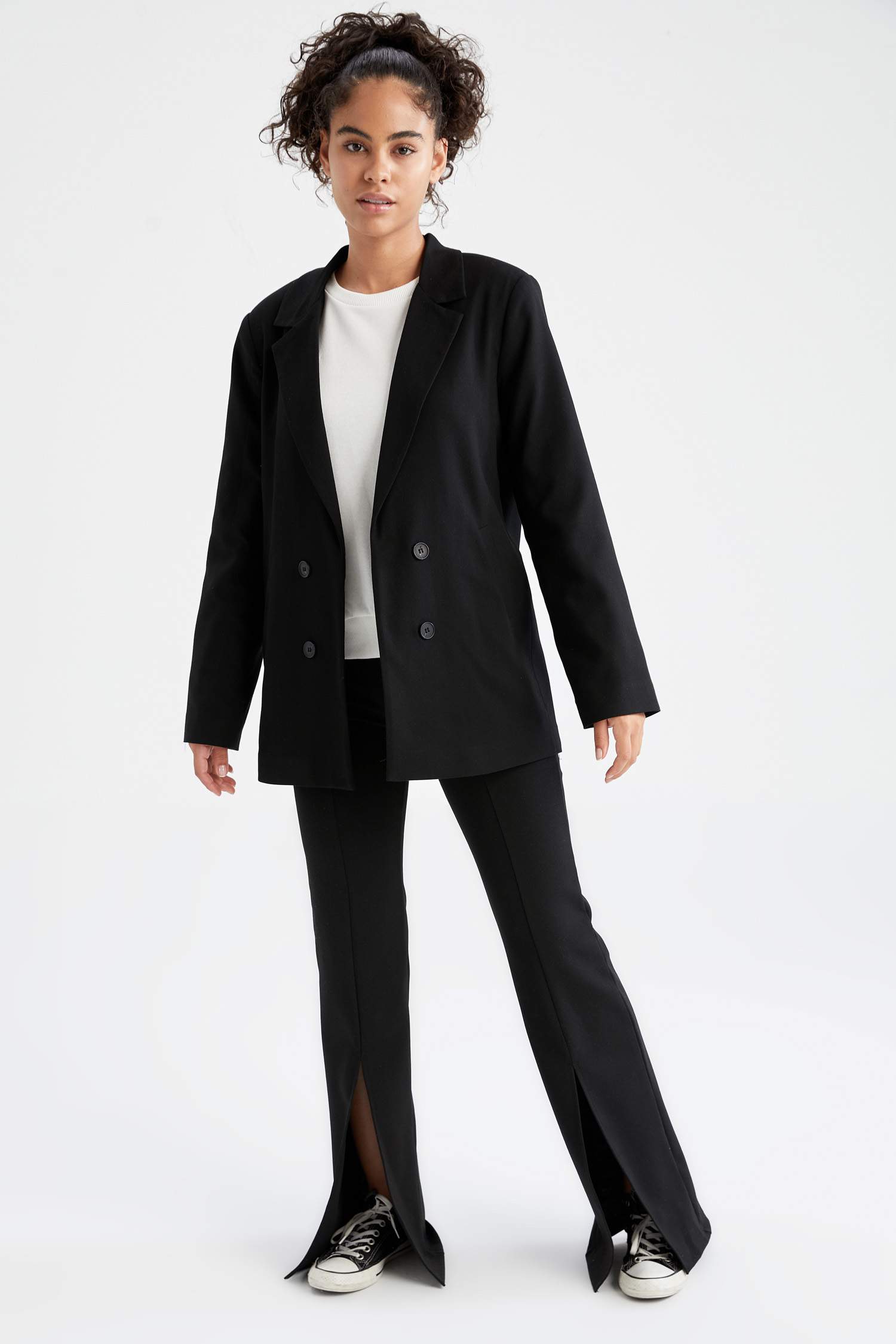 Fleto Cepli Oversize Fit Uzun Kollu Blazer Ceket