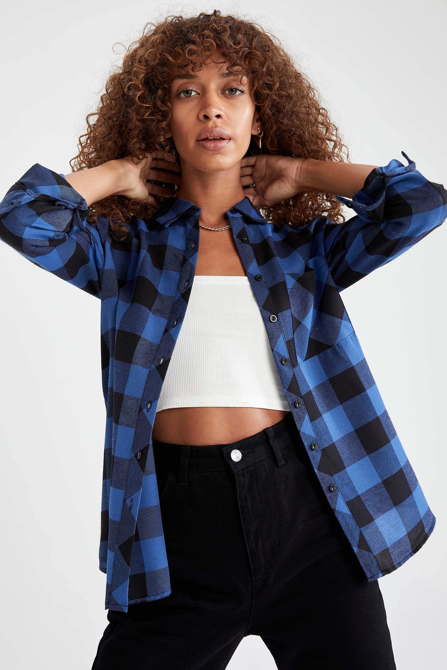 Retro Ekoseli Relax Fit Cep Detaylı Flanel Gömlek