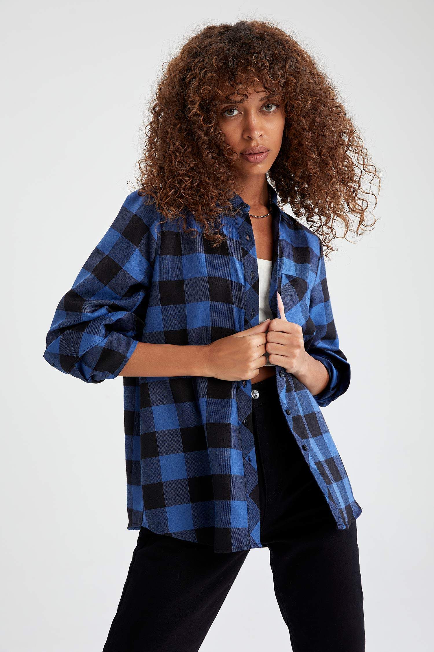 Retro Ekoseli Relax Fit Cep Detaylı Flanel Gömlek