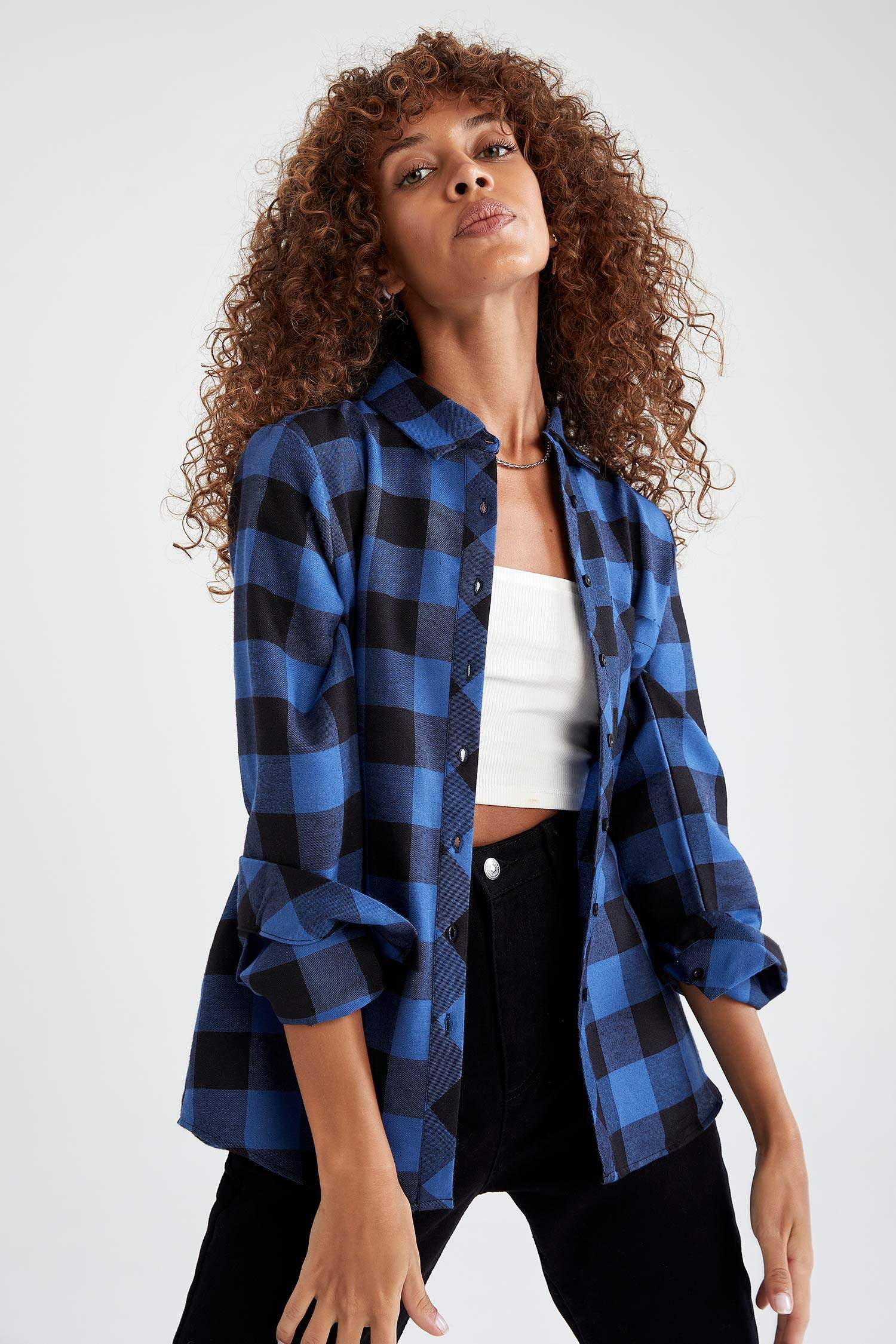 Retro Ekoseli Relax Fit Cep Detaylı Flanel Gömlek
