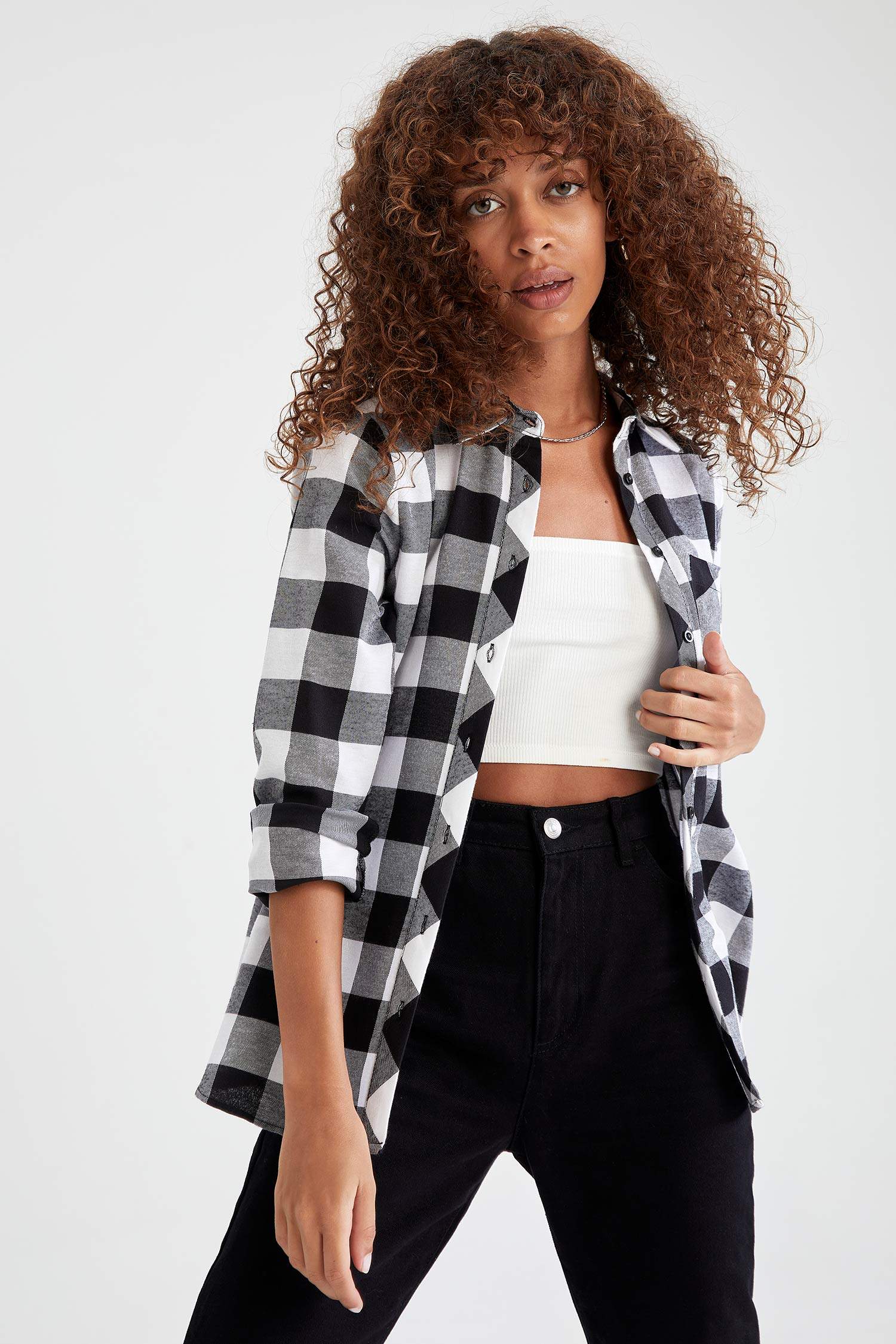 Retro Ekoseli Relax Fit Cep Detaylı Flanel Gömlek