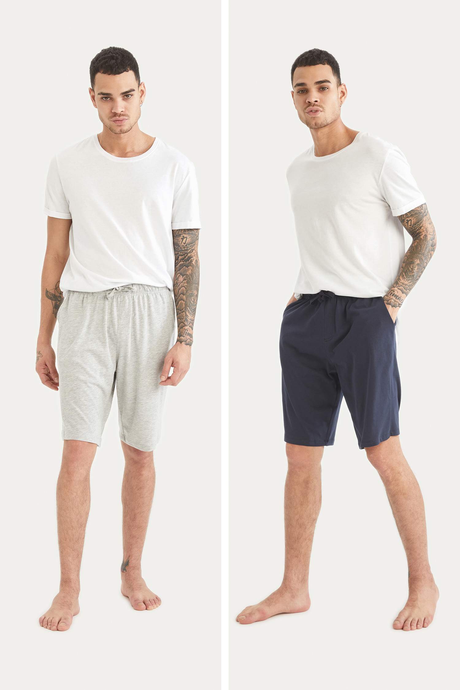 Regular Fit Beli Bağcıklı 2'li Şort Pijama Altı