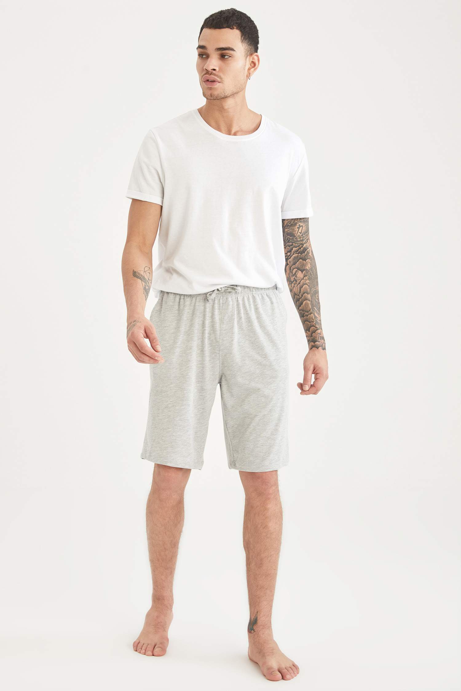 Regular Fit Beli Bağcıklı 2'li Şort Pijama Altı