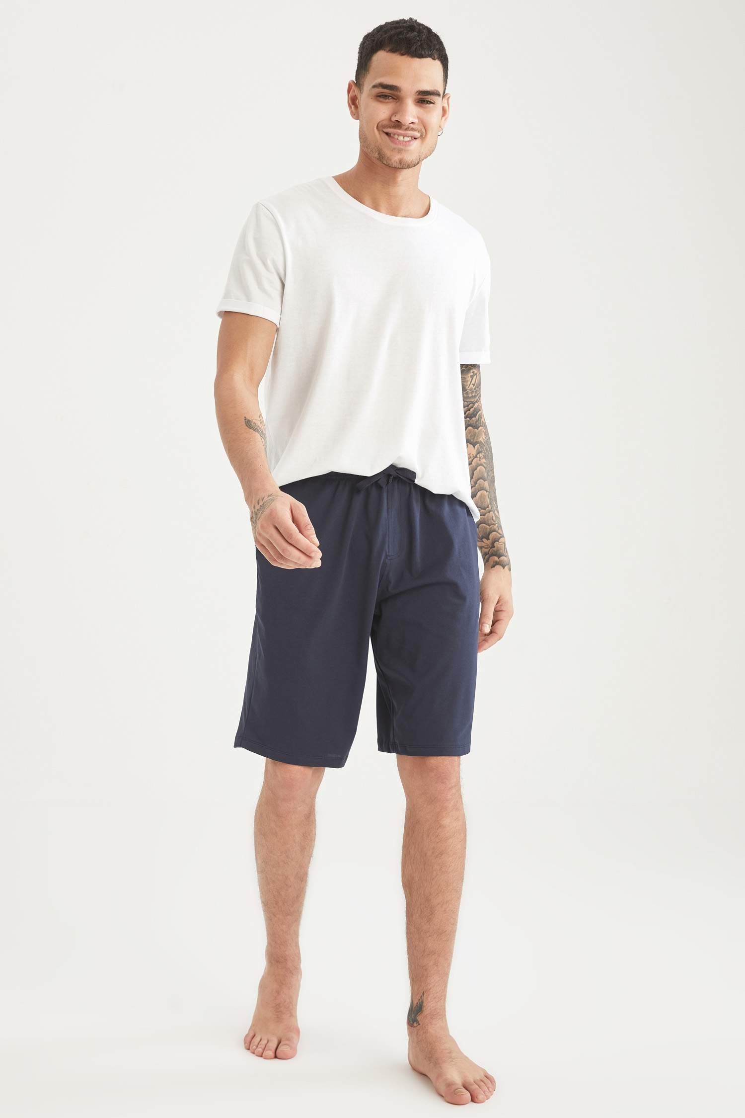 Regular Fit Beli Bağcıklı 2'li Şort Pijama Altı