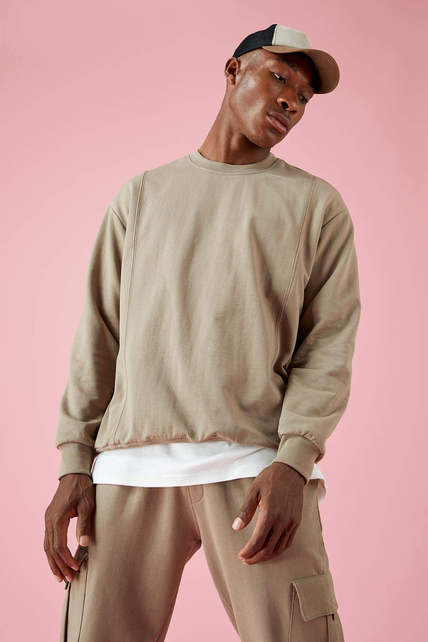 Oversize Fit Bisiklet Yaka Basic Sweatshirt
