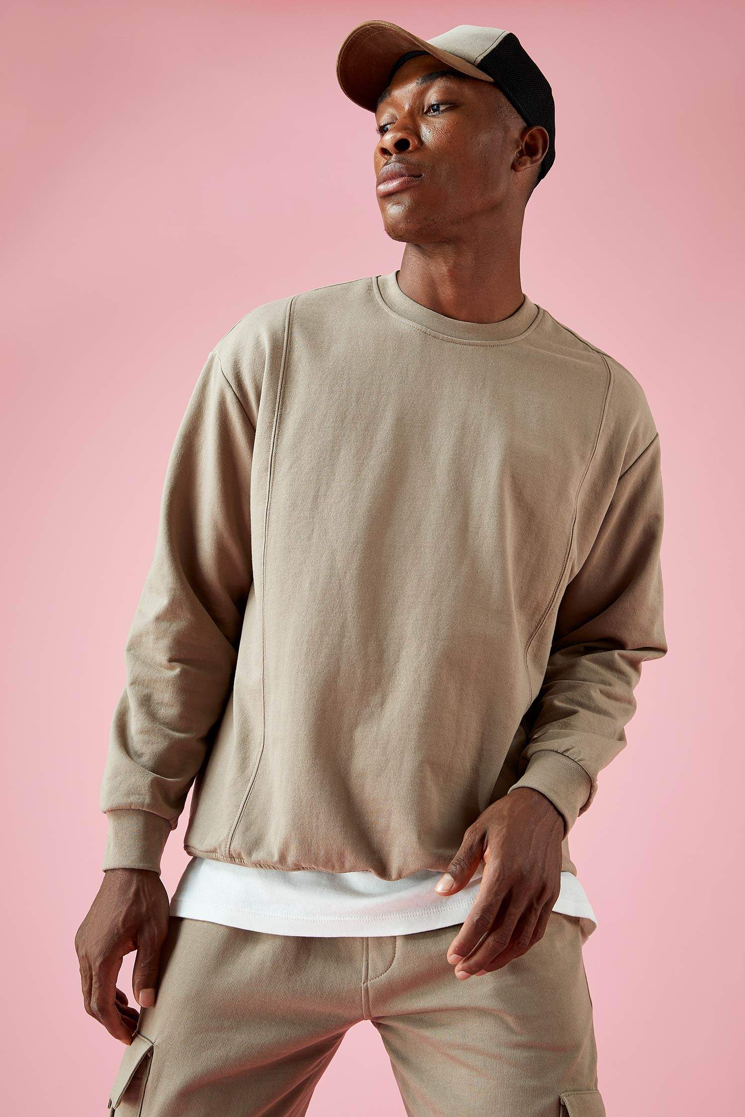 Oversize Fit Bisiklet Yaka Basic Sweatshirt