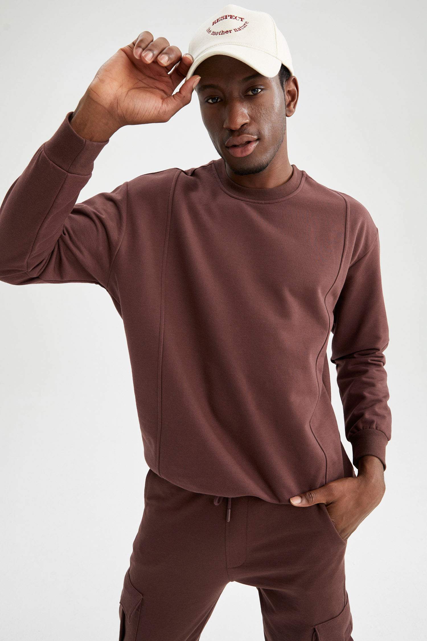 Oversize Fit Bisiklet Yaka Basic Sweatshirt